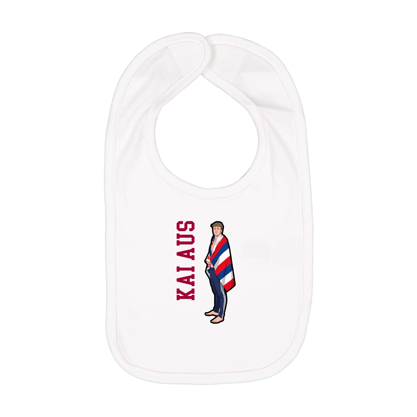 Infant Bib — Name Vertical in White