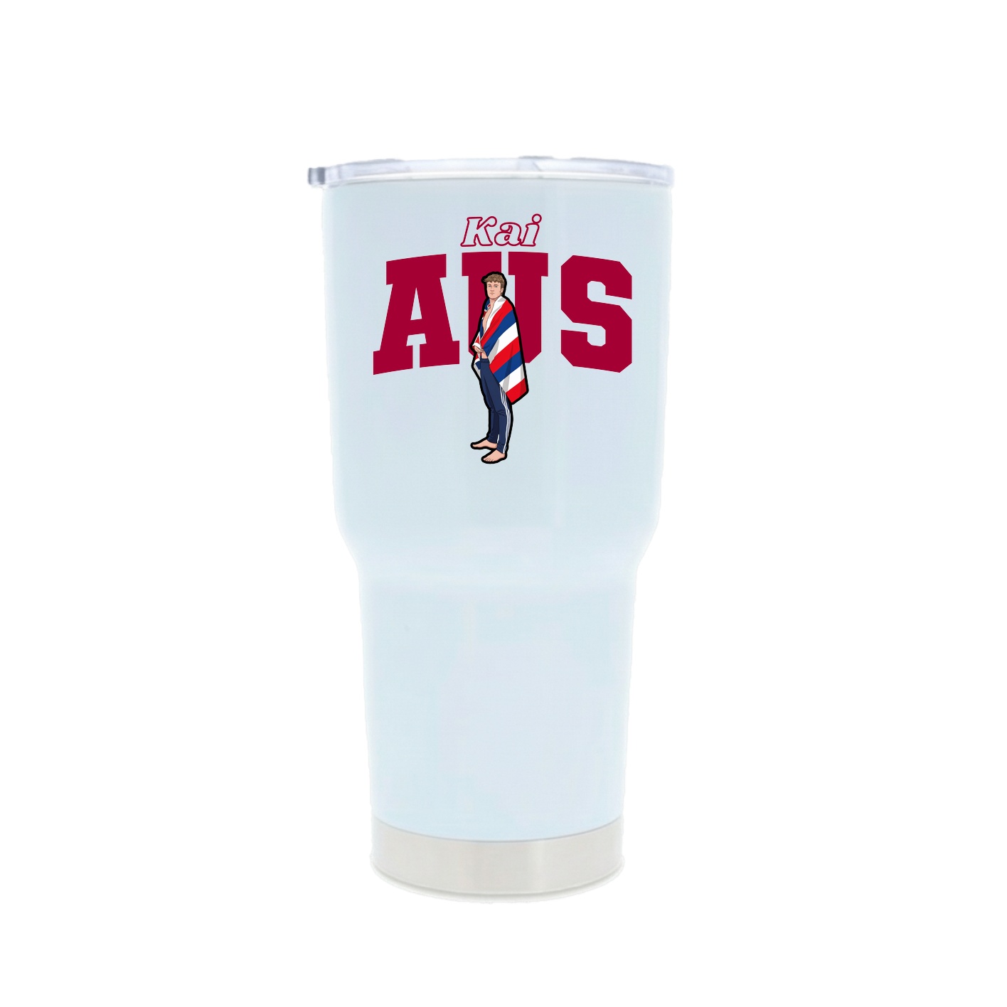 30oz Stainless Steel Tumbler — Name Arch in White