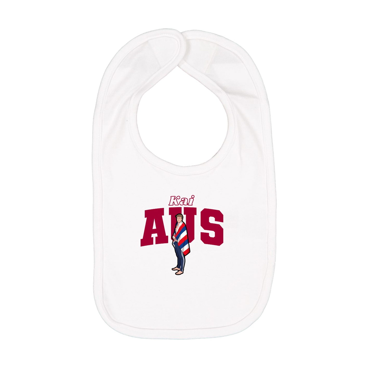 Infant Bib — Name Arch in White