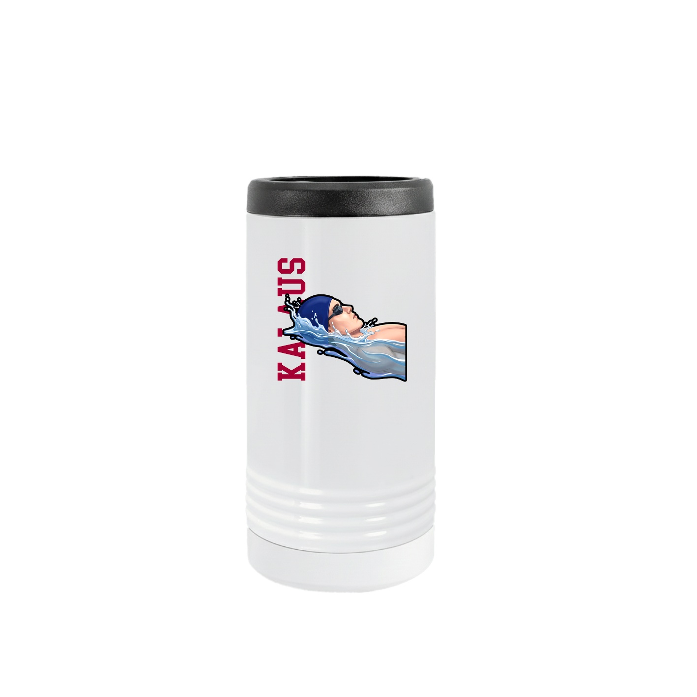 Slim Beverage Holder — Name Vertical in White