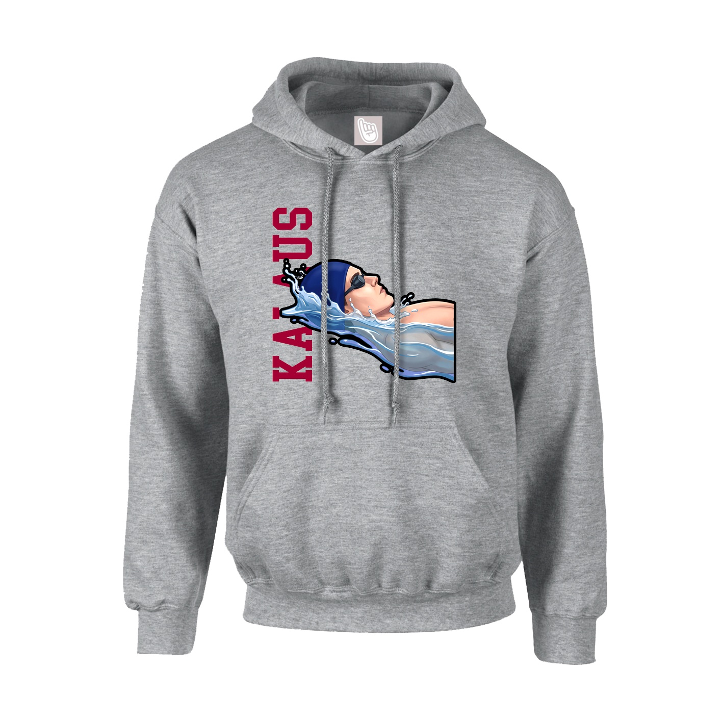 Hoodie — Name Vertical in Grey
