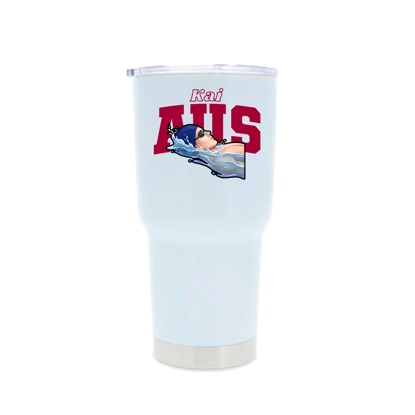30oz Stainless Steel Tumbler — Name Arch in White