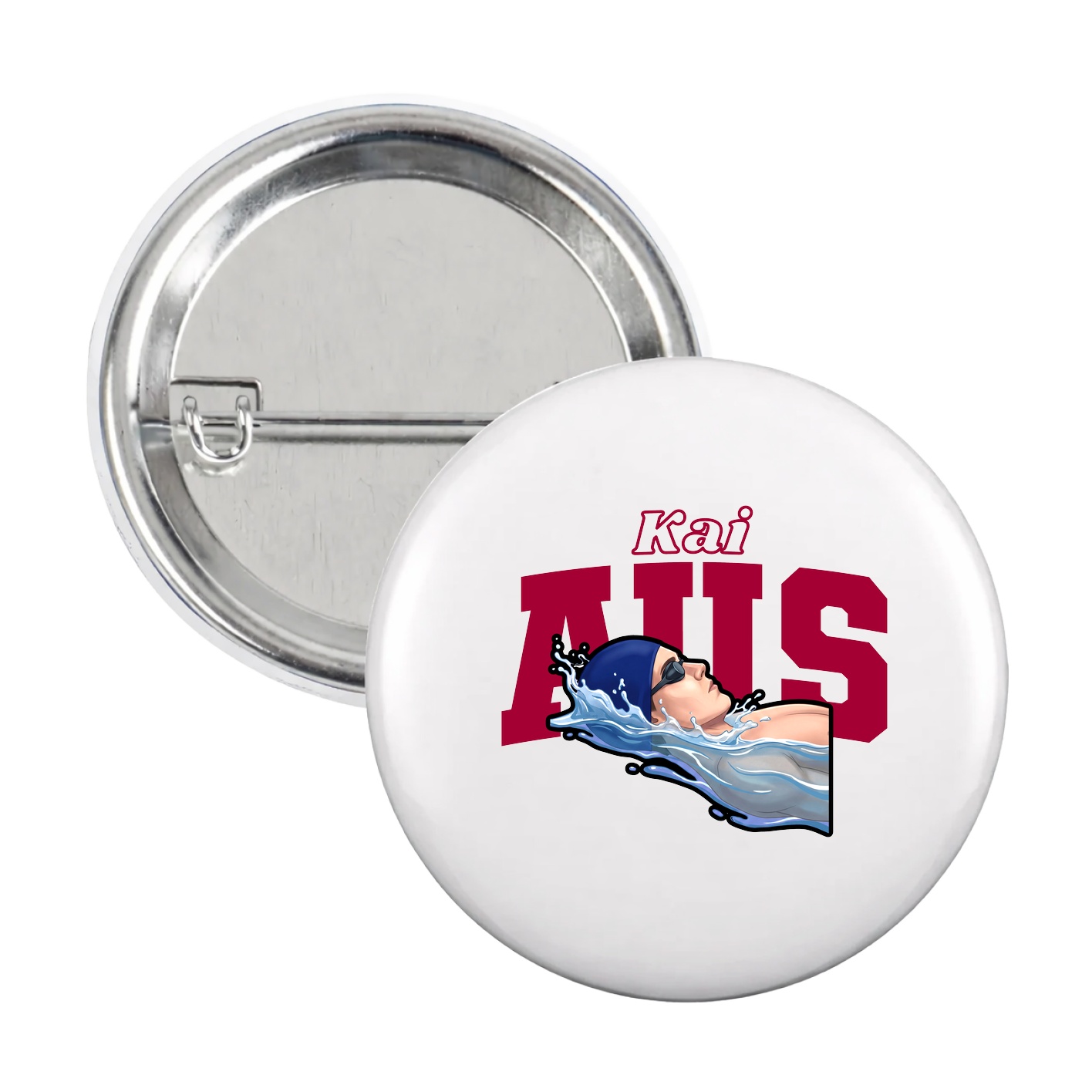 Game Day Button — Name Arch in White