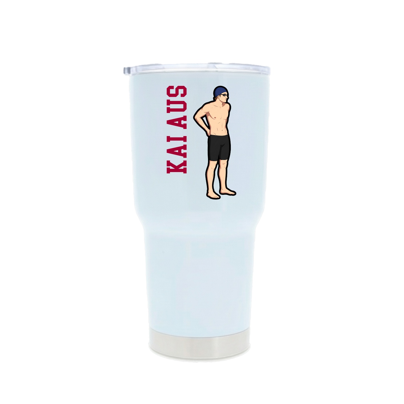 30oz Stainless Steel Tumbler — Name Vertical in White