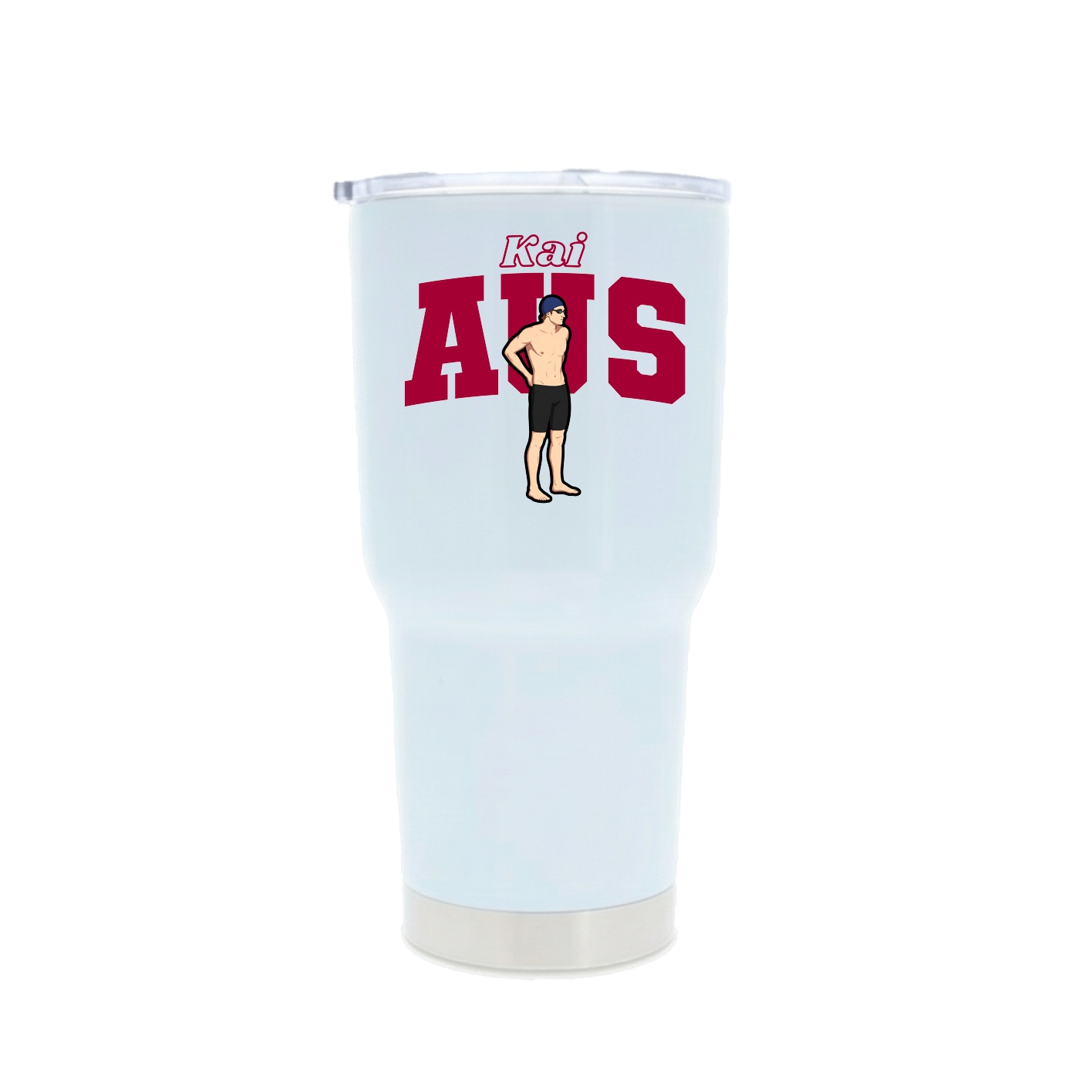 30oz Stainless Steel Tumbler — Name Arch in White