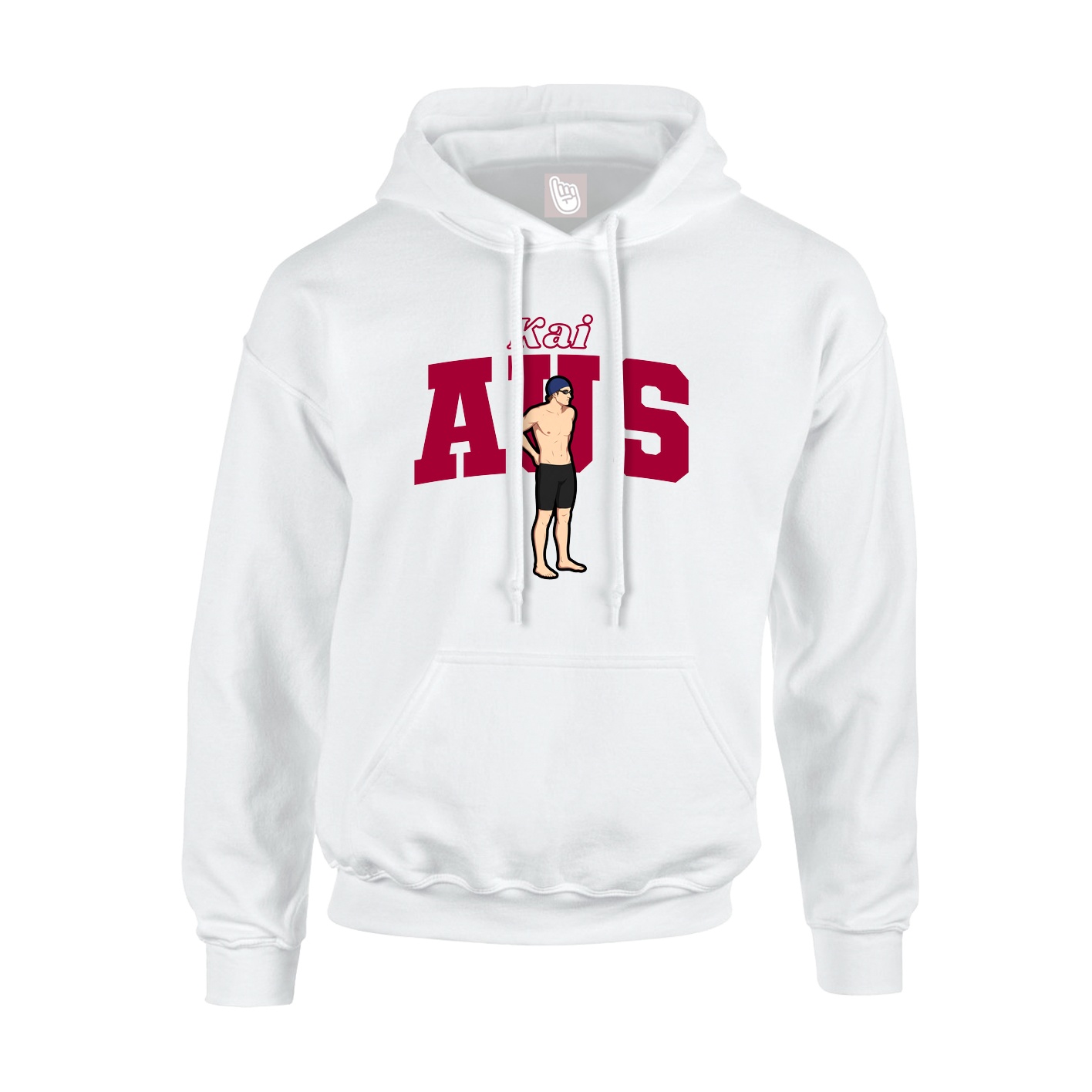 Youth Hoodie — Name Arch in White