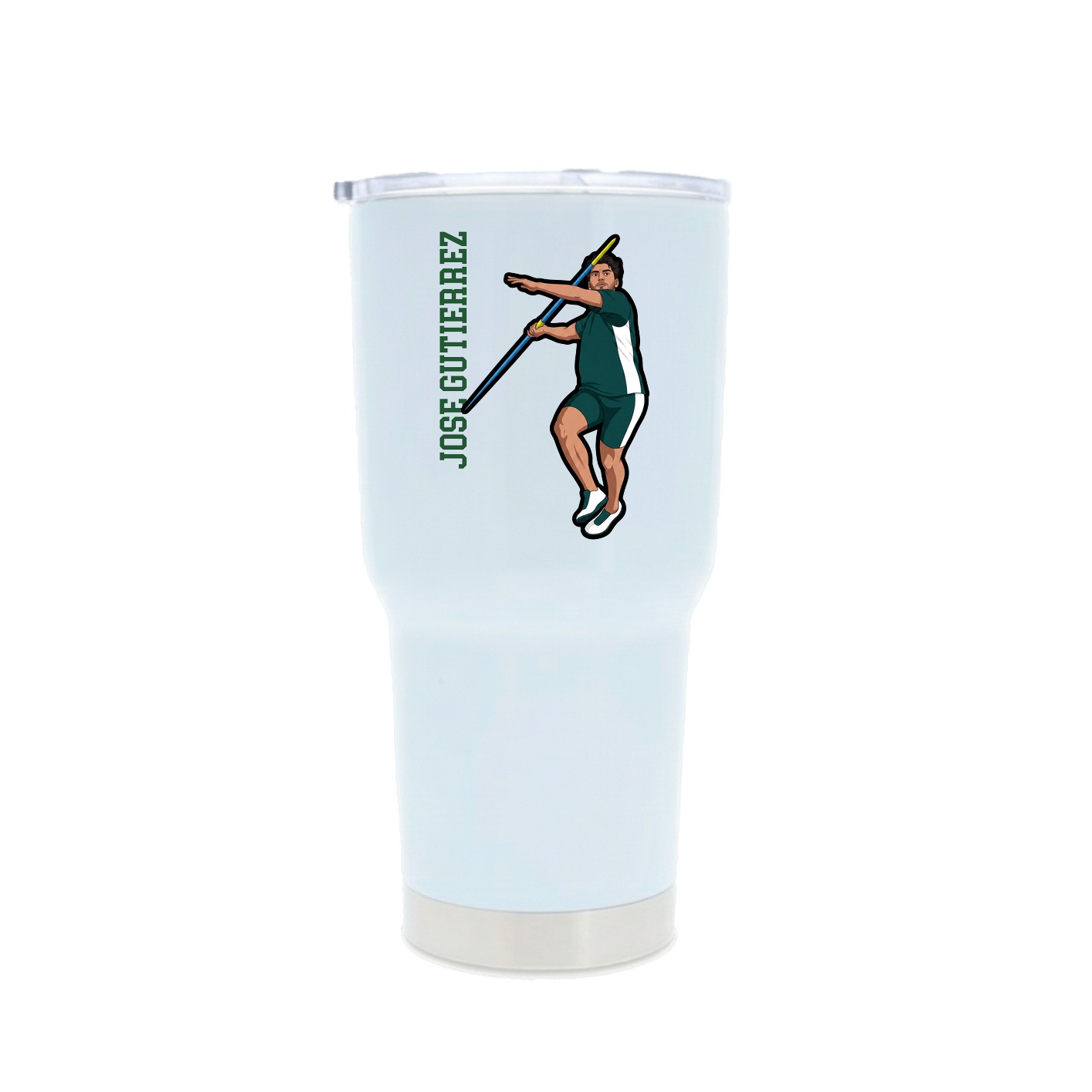 30oz Stainless Steel Tumbler — Name Vertical in White