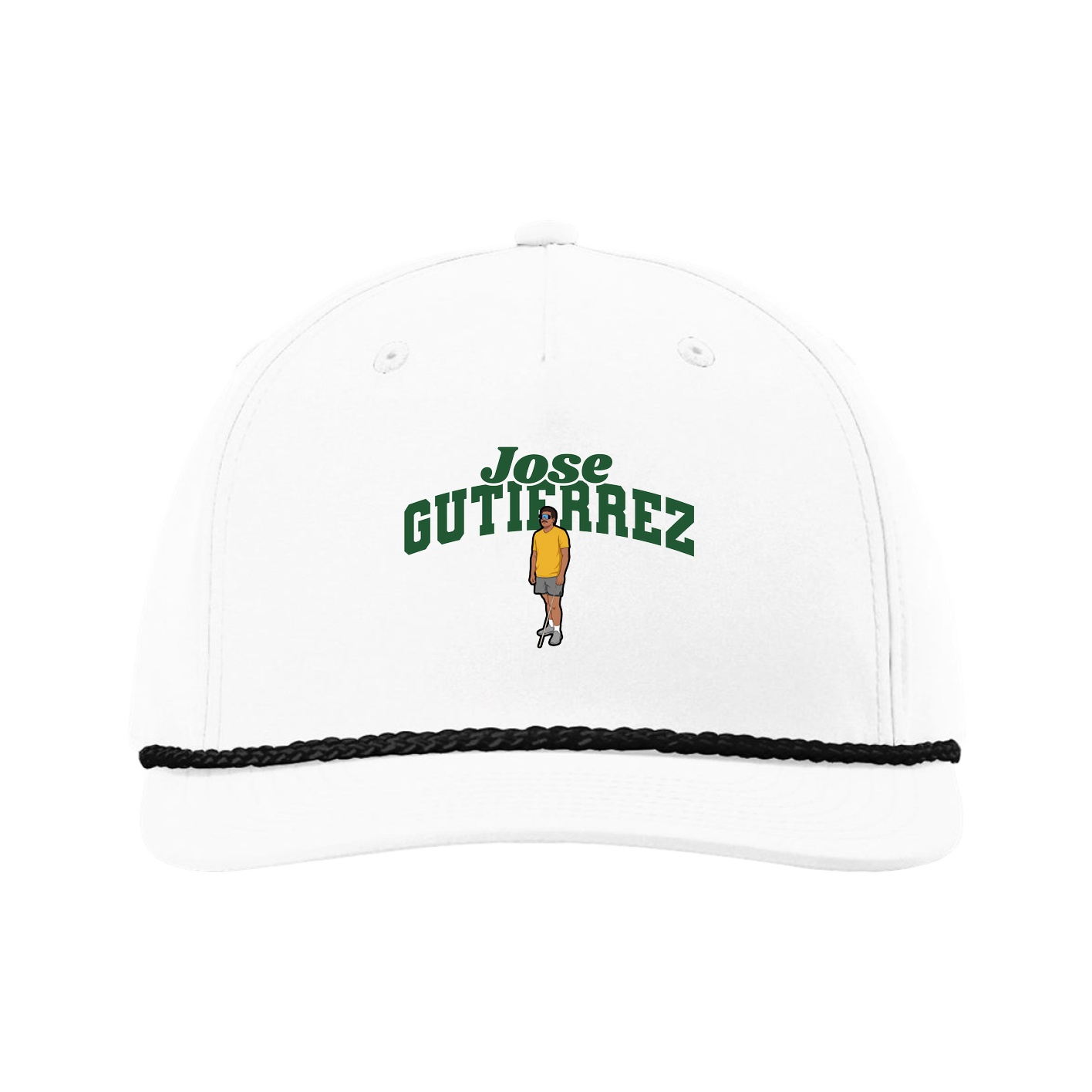 Five-Panel Classic Rope Cap — Signature Arch in White