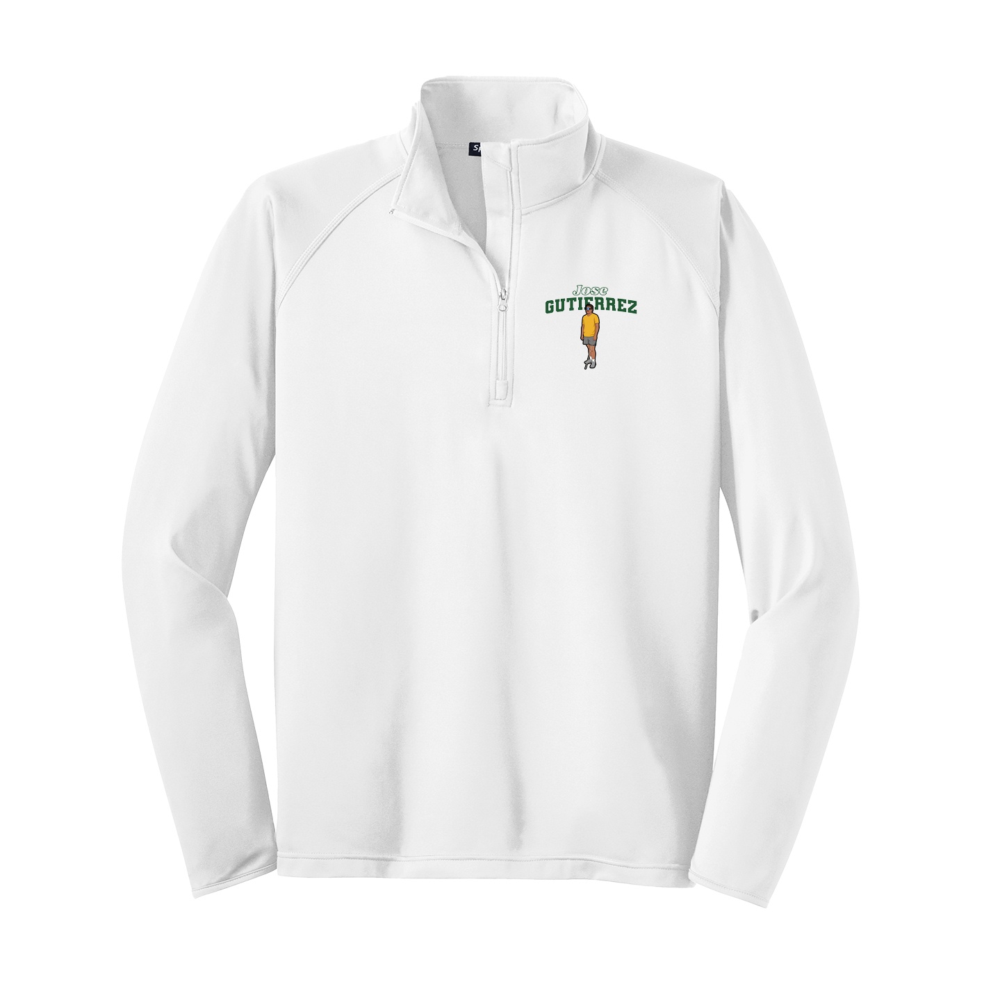 Q-Zip Pullover — Name Arch in White