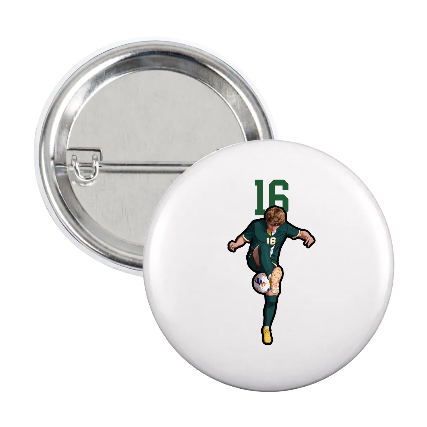 Game Day Button — Number Top in White