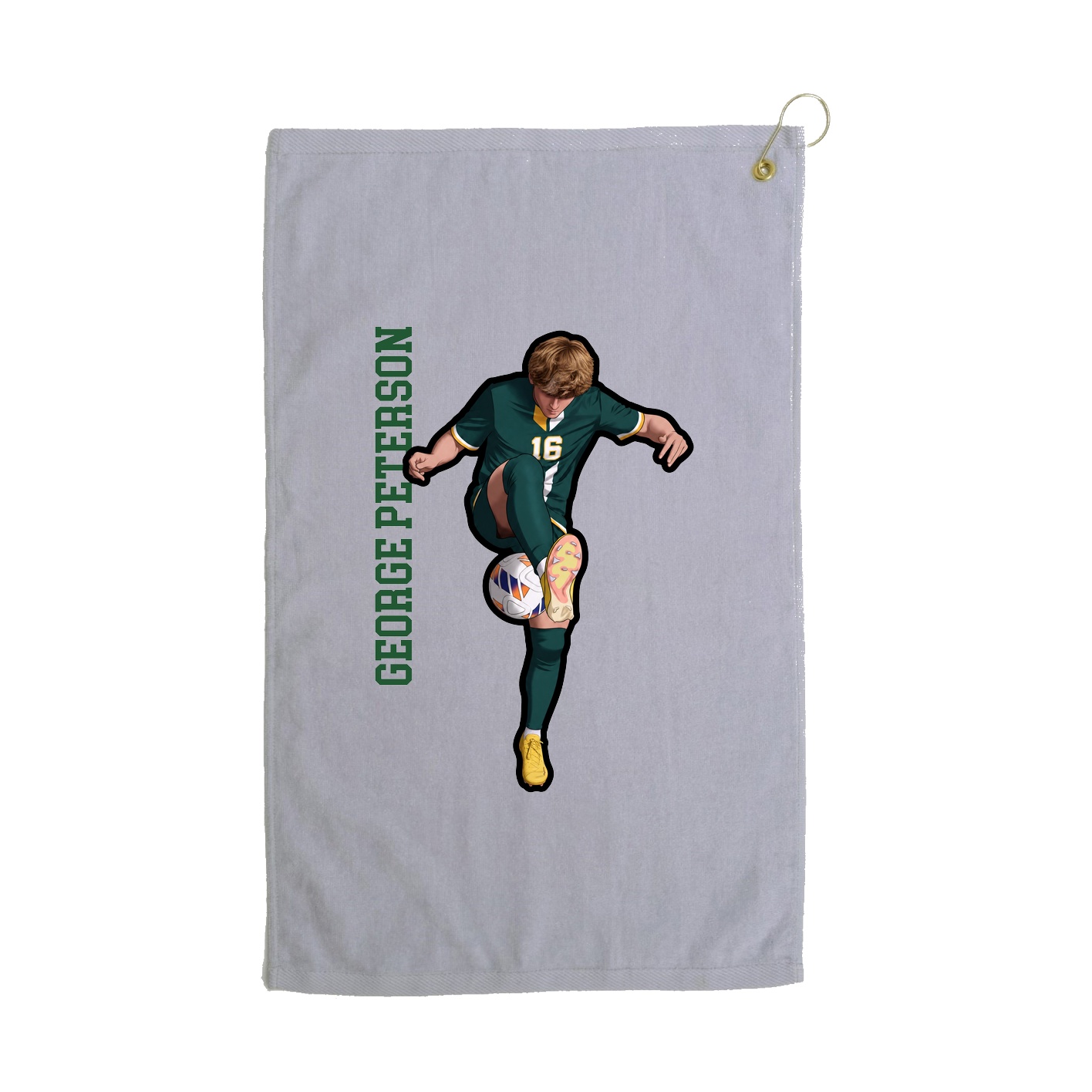Golf Towel — Name Vertical in Grey