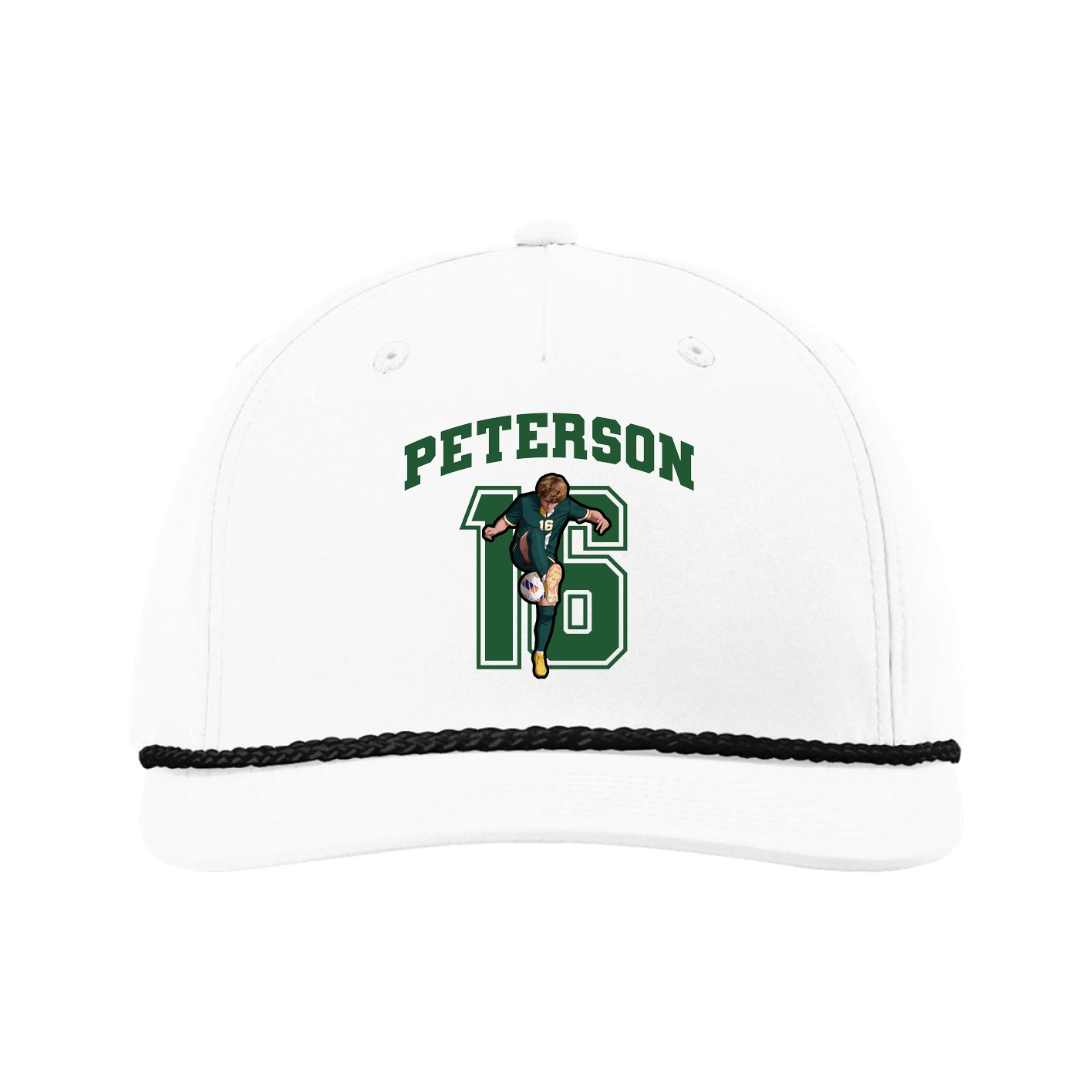 Five-Panel Classic Rope Cap — Number in White