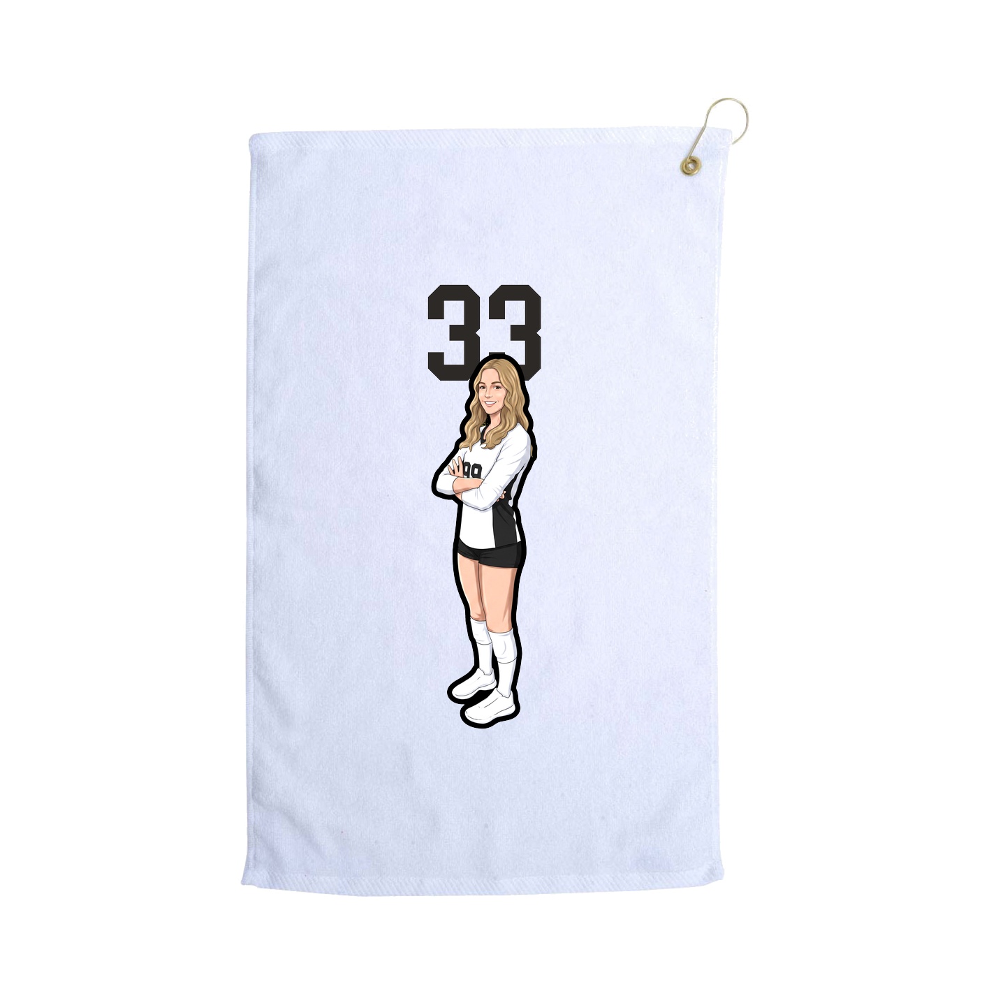 Golf Towel — Number Top in White