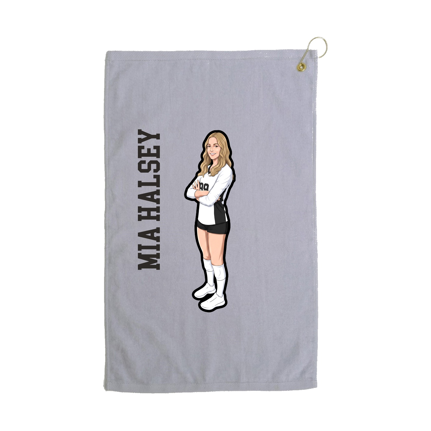 Golf Towel — Name Vertical in Grey