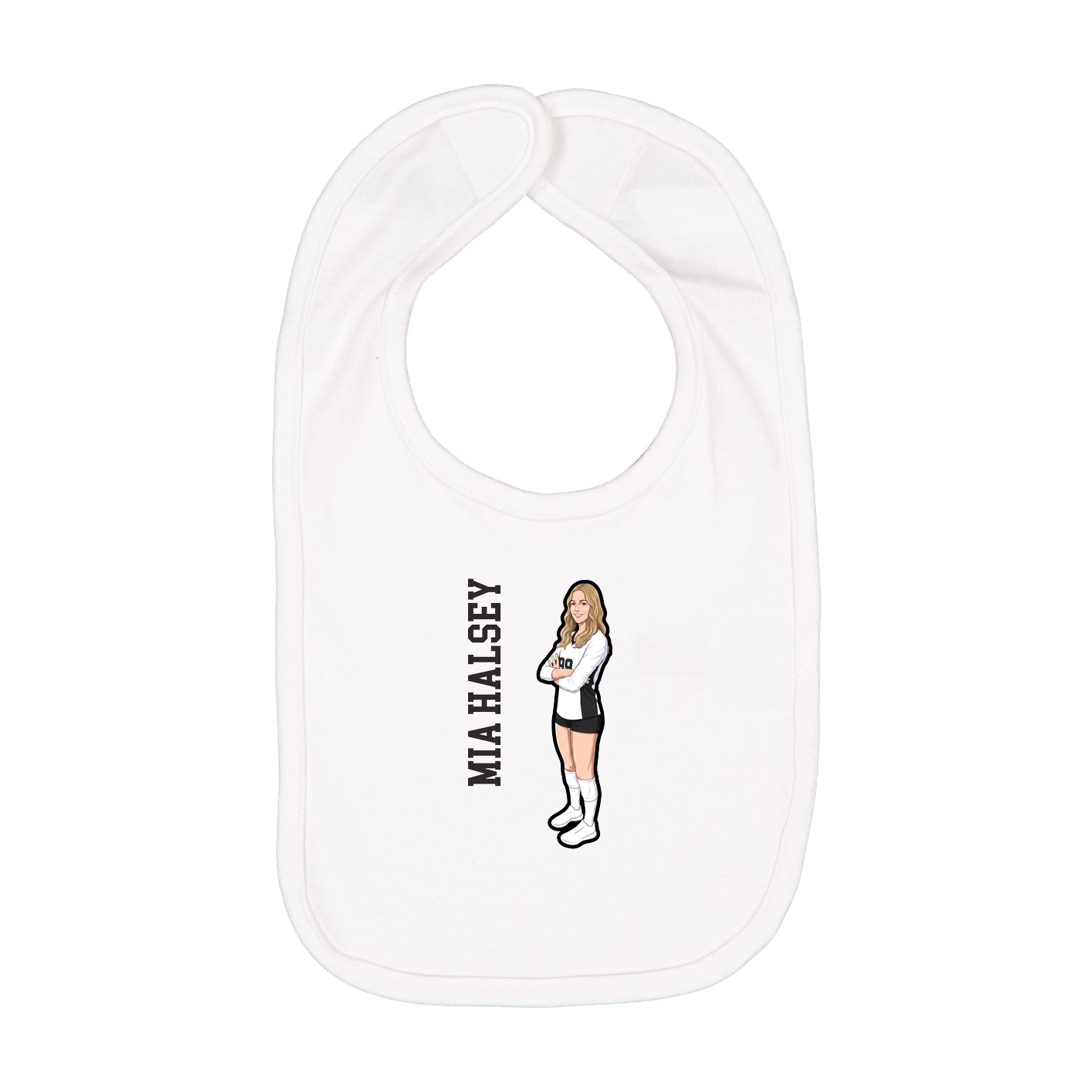 Infant Bib — Name Vertical in White