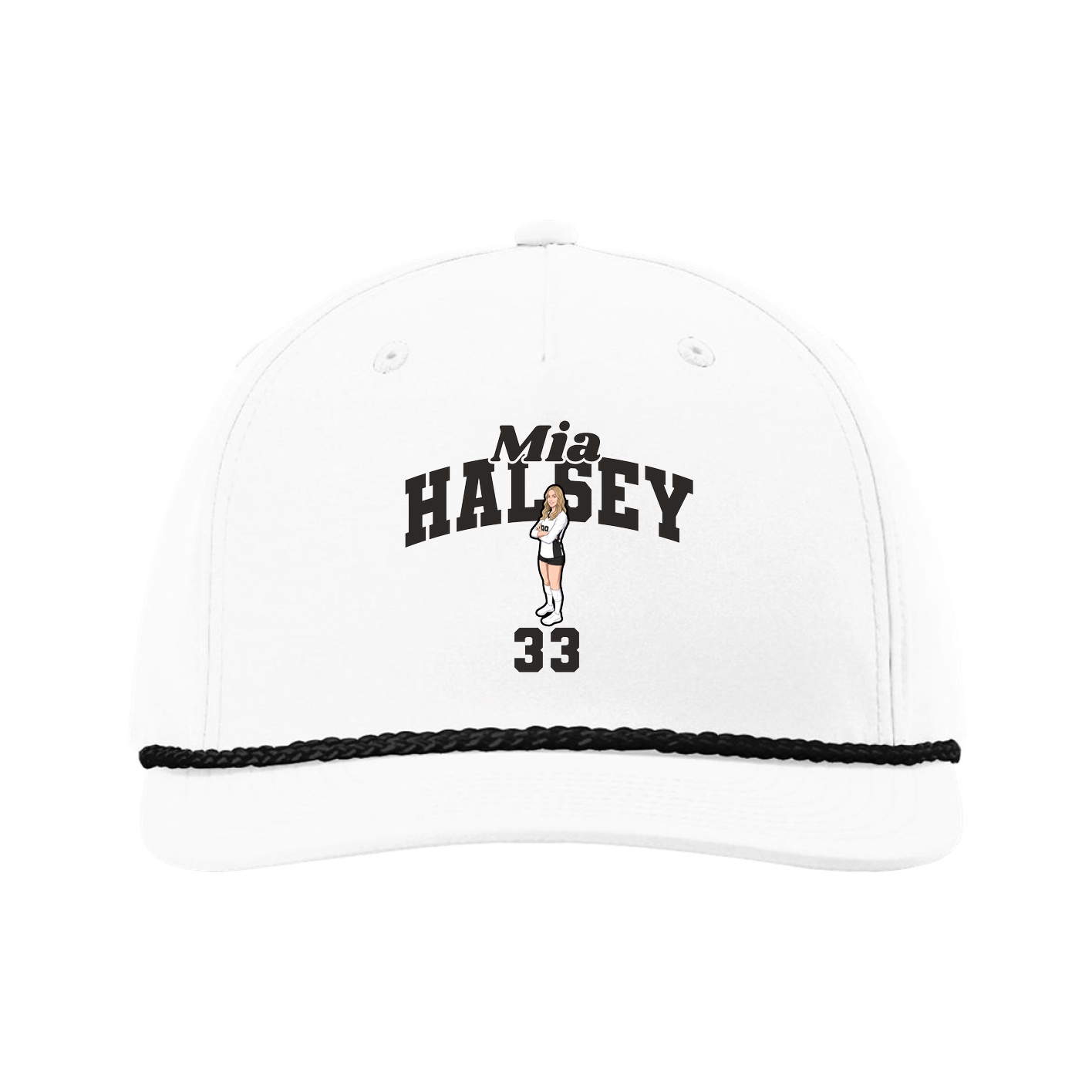 Five-Panel Classic Rope Cap — Signature Arch in White