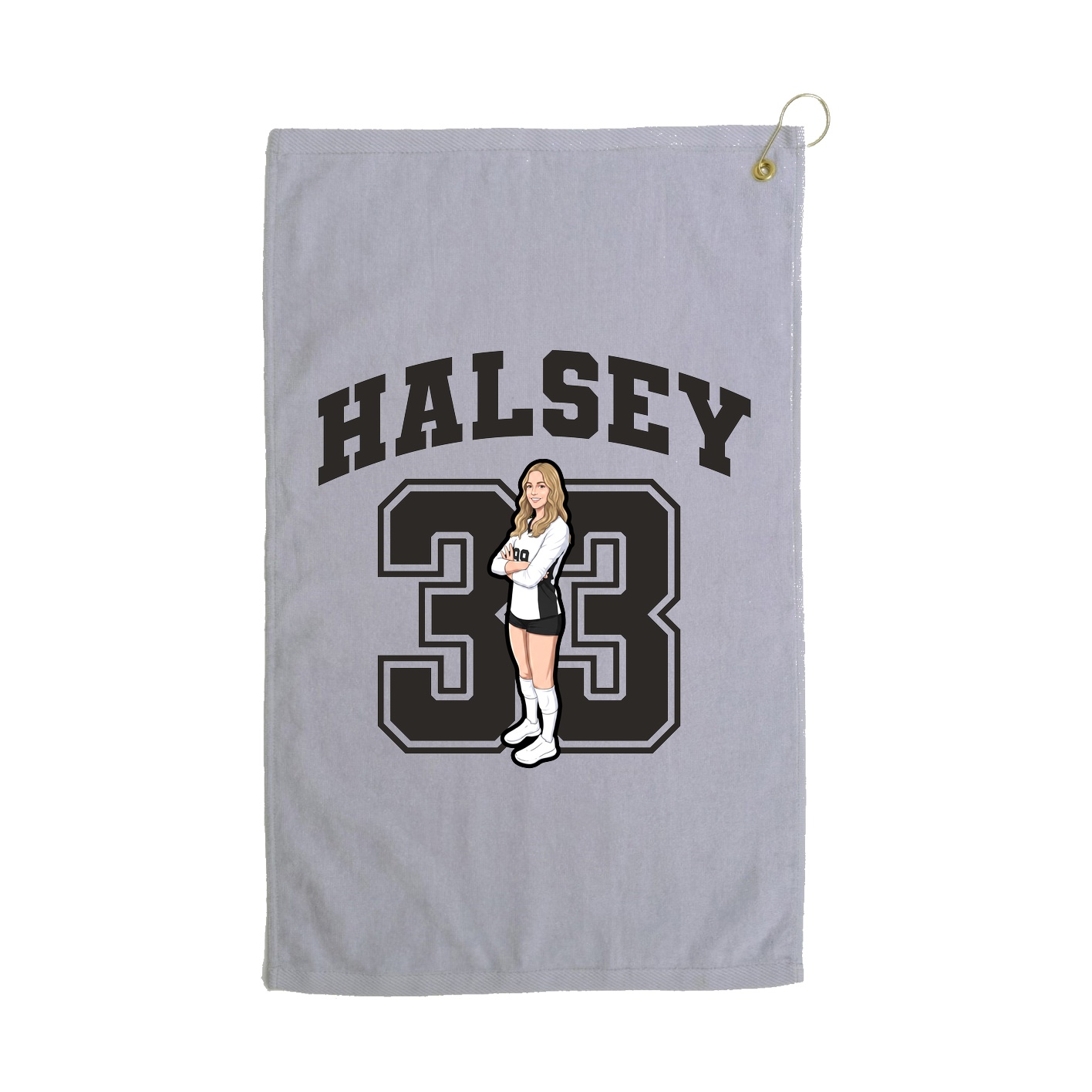 Golf Towel — Number in Grey