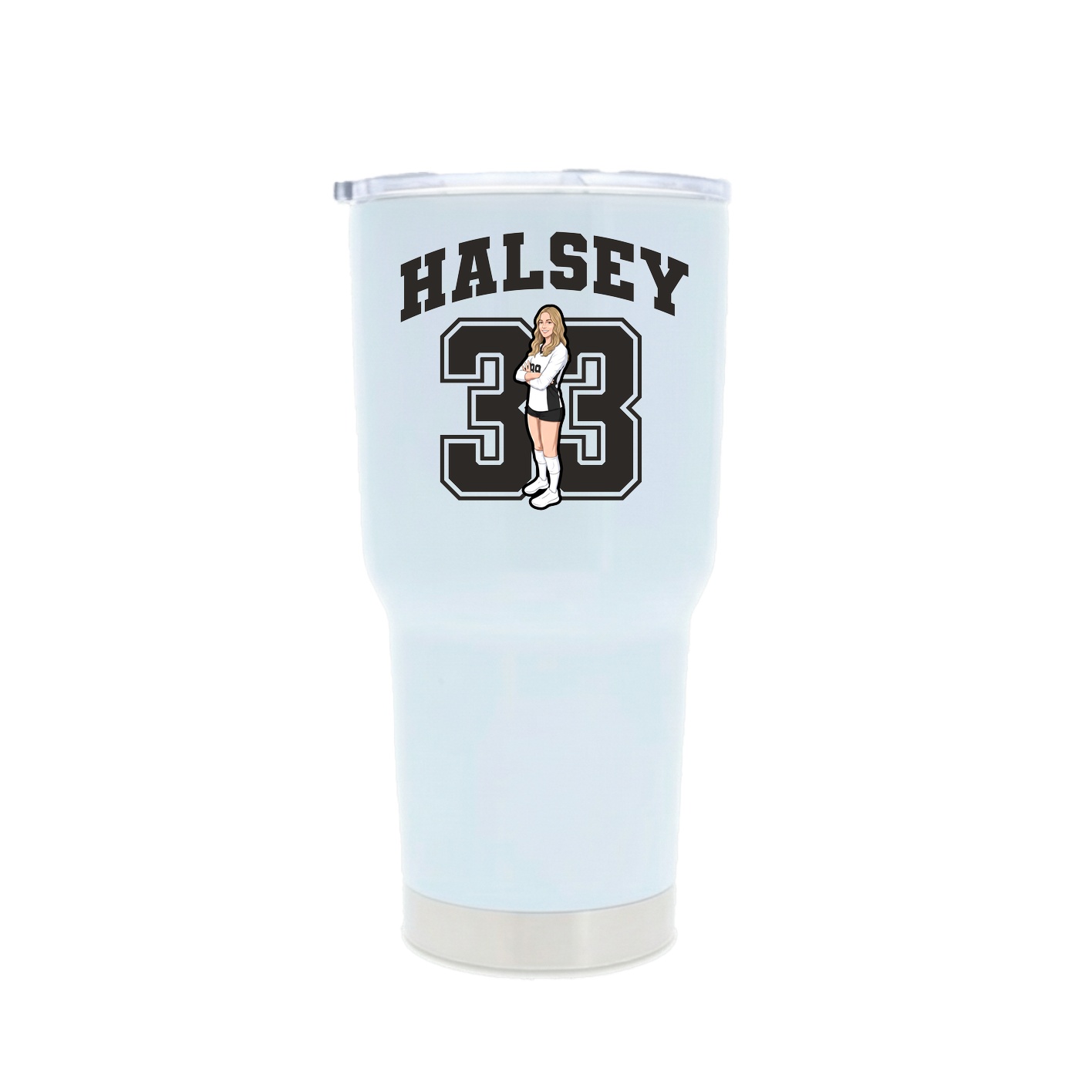 30oz Stainless Steel Tumbler — Number in White
