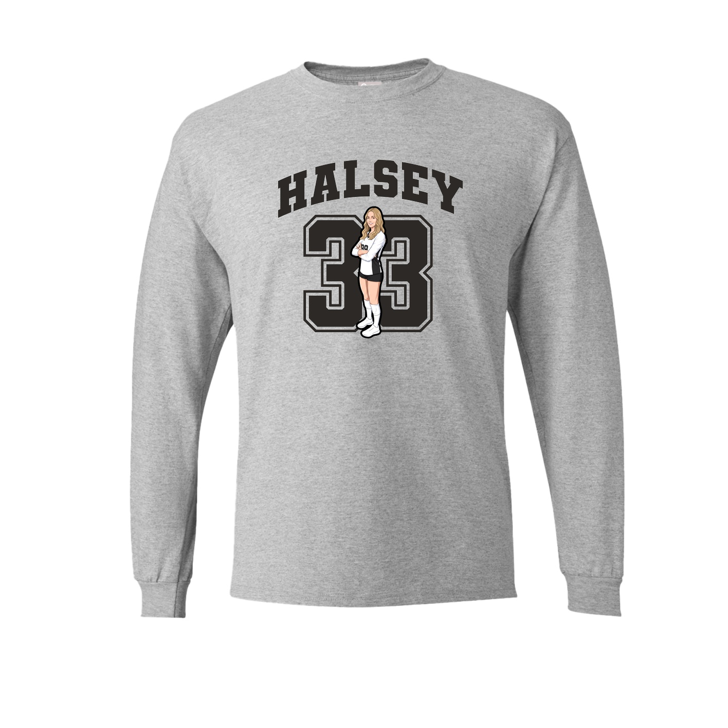 Long Sleeve Tee — Number in Grey