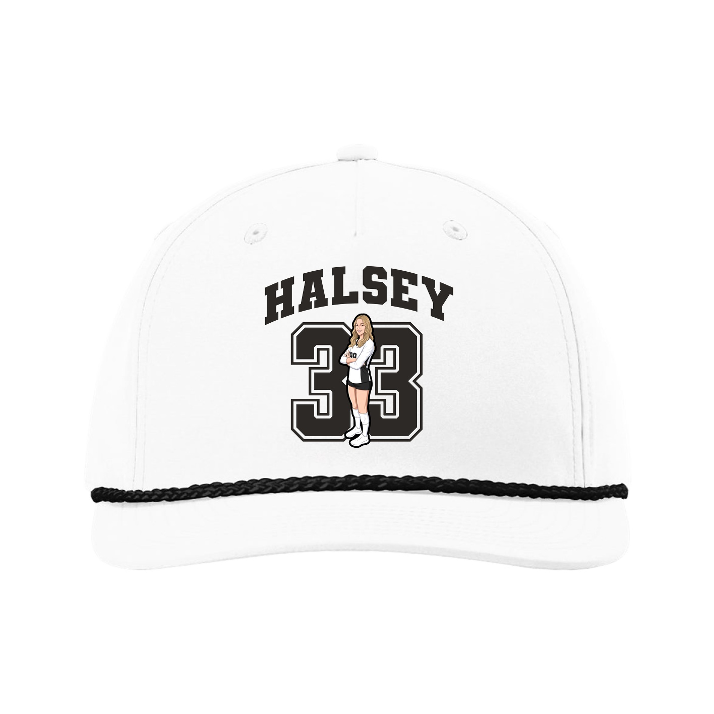 Five-Panel Classic Rope Cap — Number in White