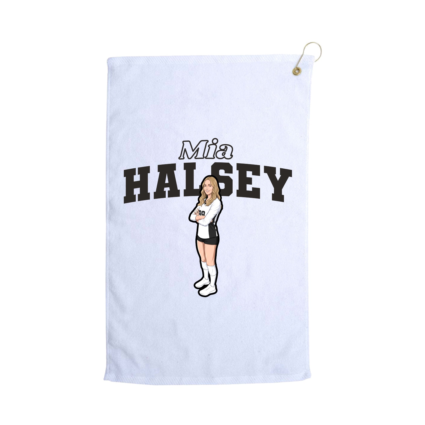 Golf Towel — Name Arch in White