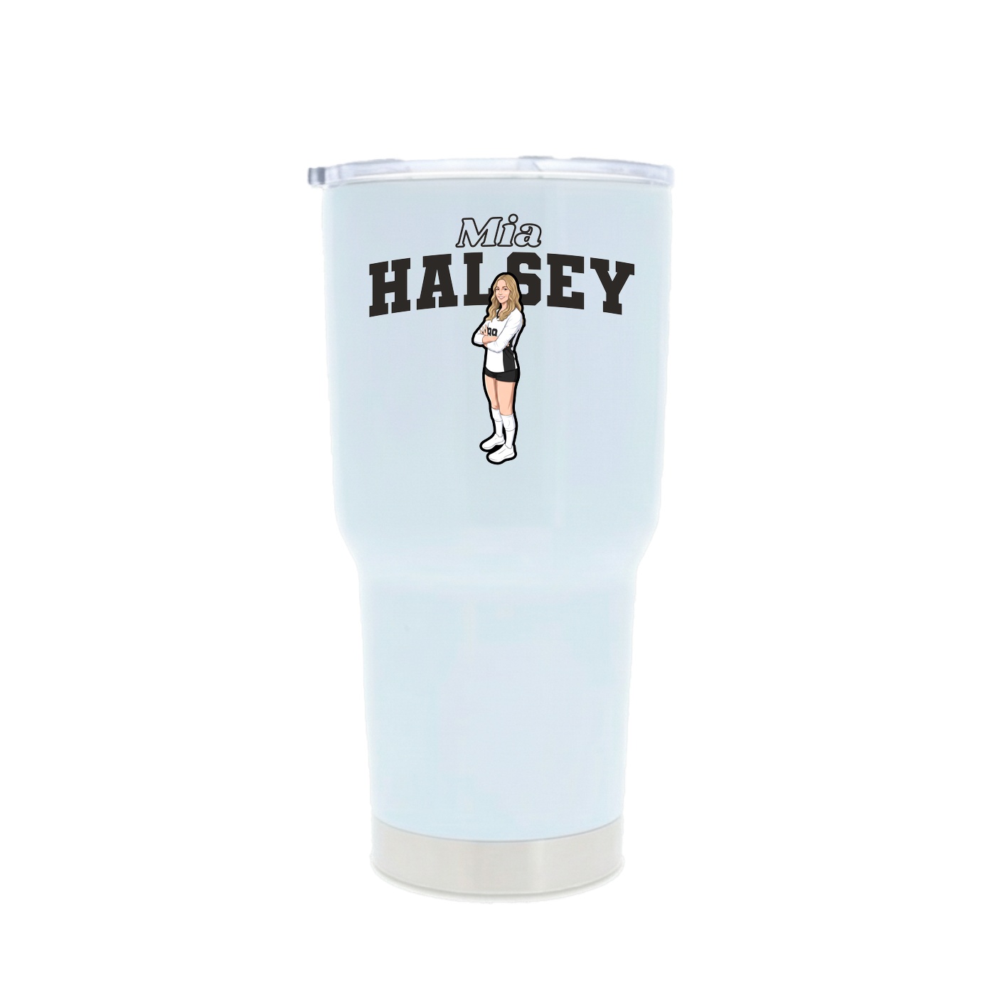 30oz Stainless Steel Tumbler — Name Arch in White
