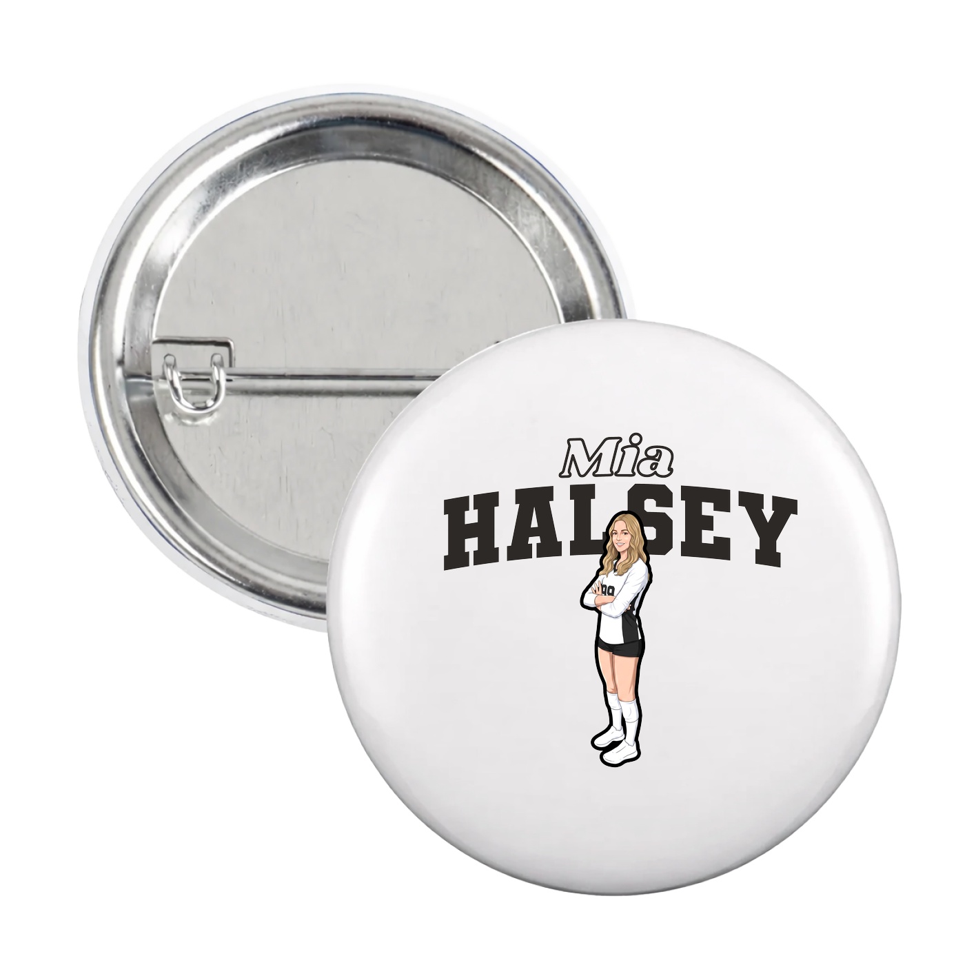 Game Day Button — Name Arch in White