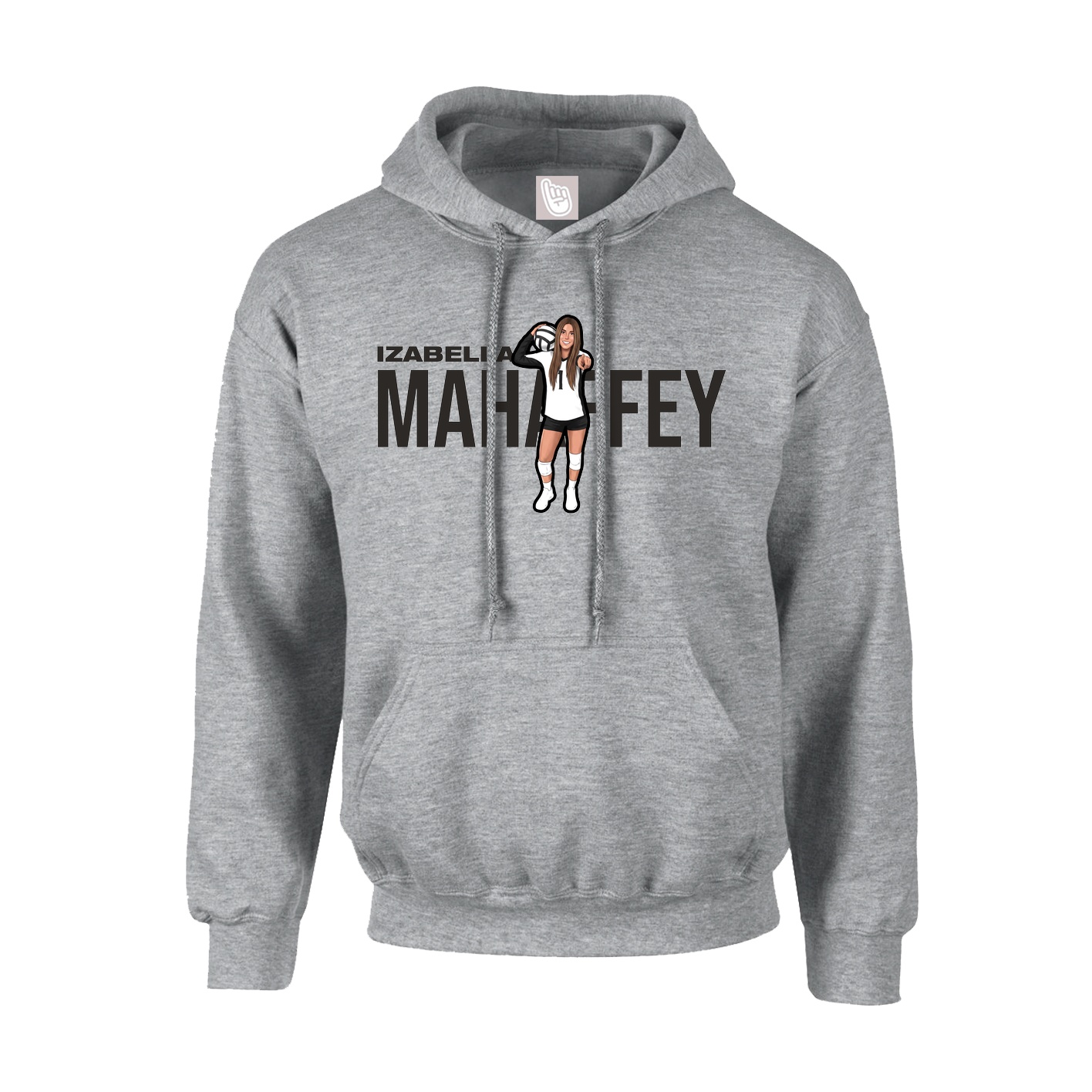 Youth Hoodie — Player Name in Grey