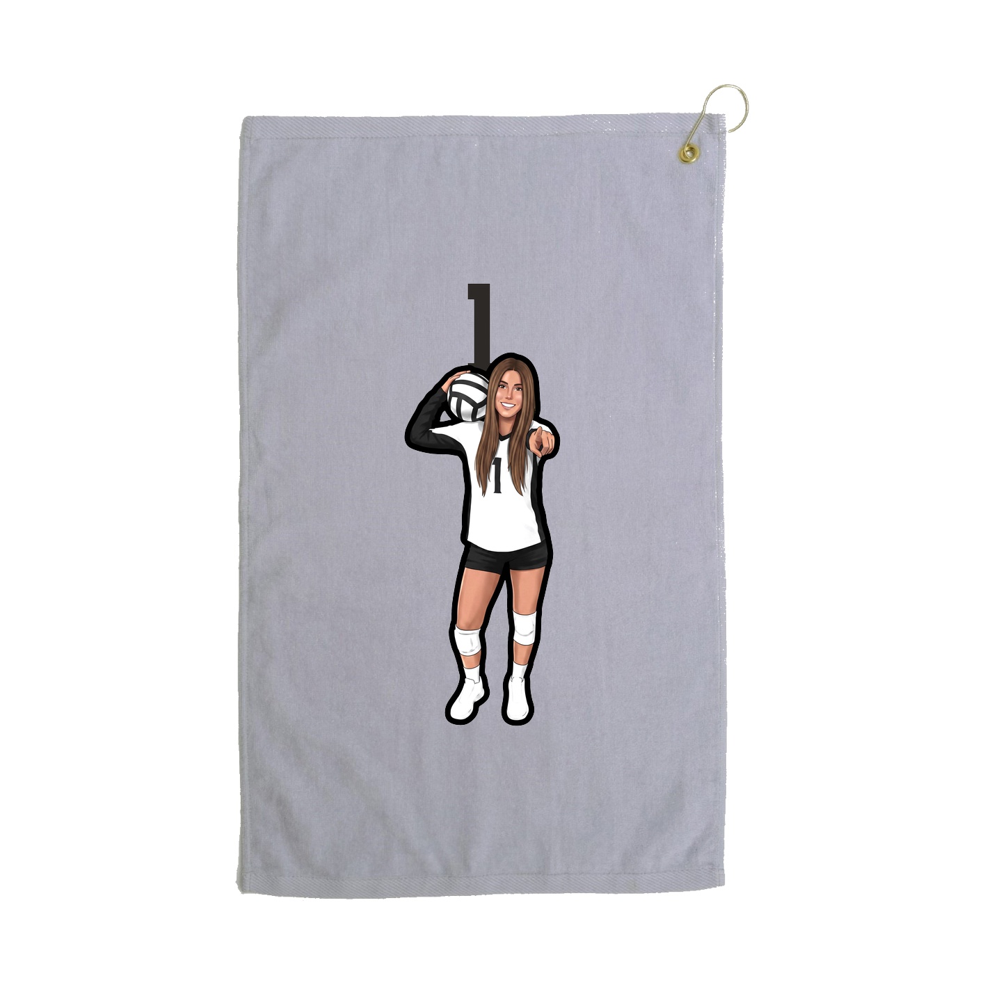 Golf Towel — Number Top in Grey