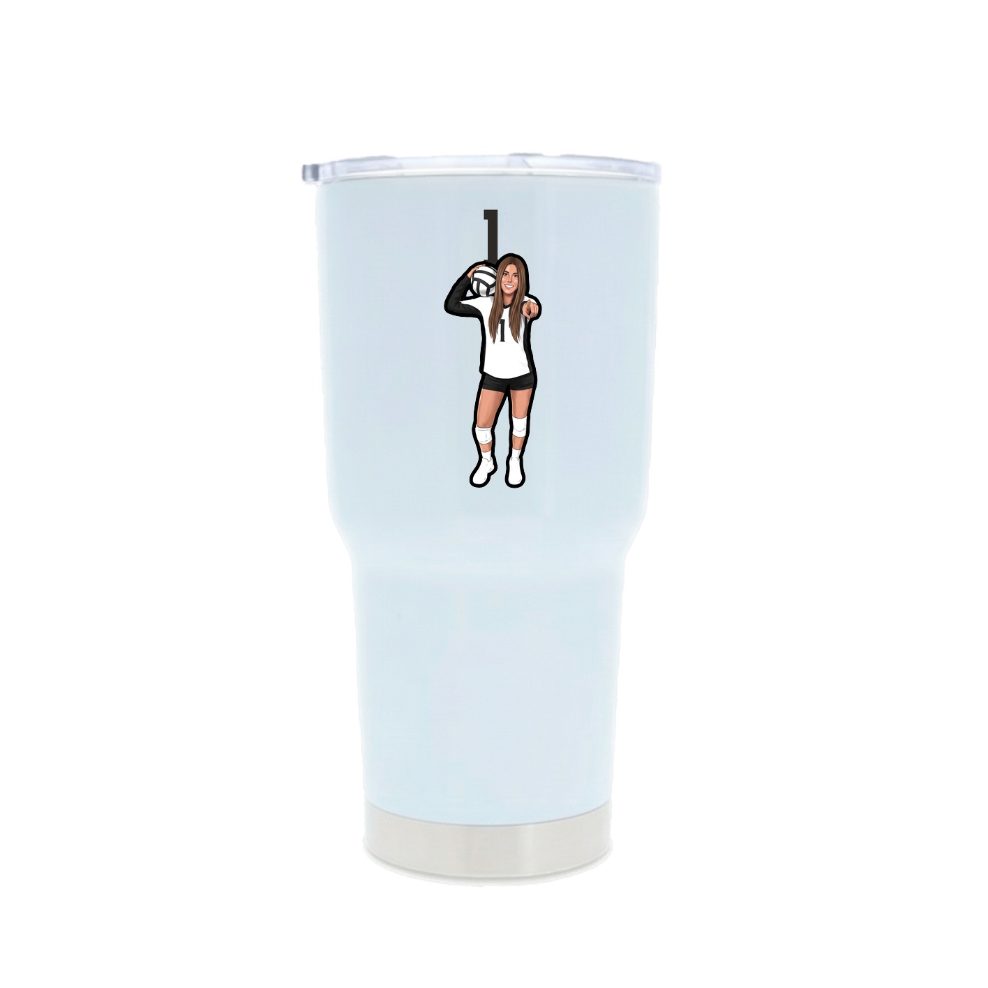 30oz Stainless Steel Tumbler — Number Top in White