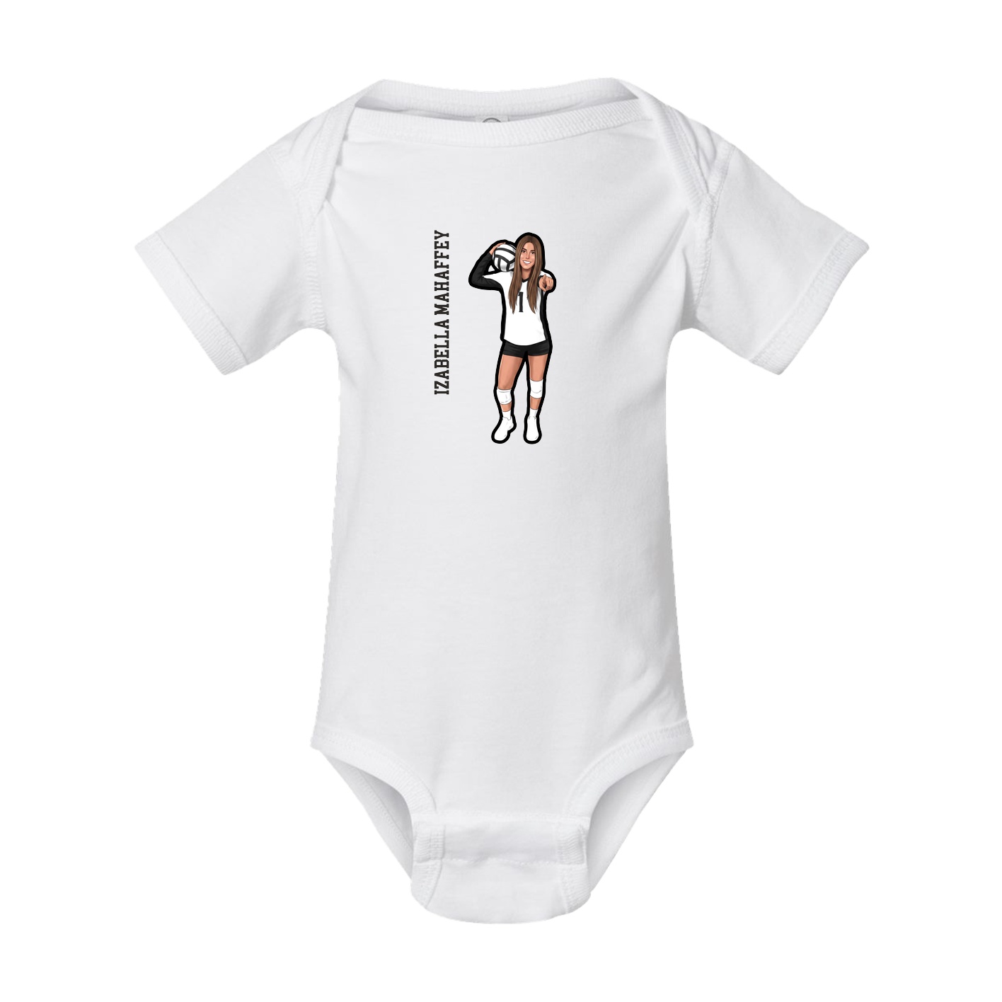 Baby Onesie — Name Vertical in White