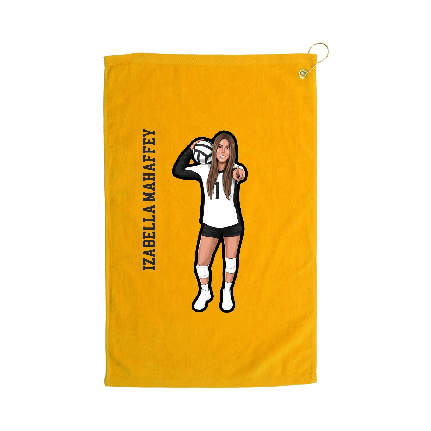 Golf Towel — Name Vertical in Gold