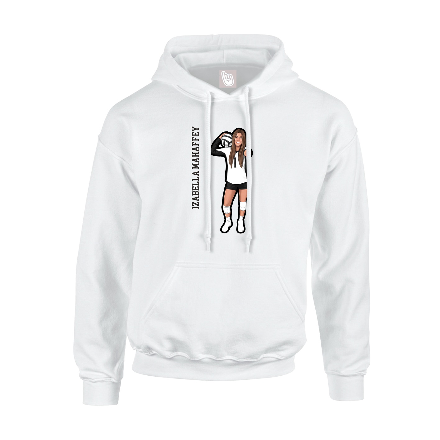 Youth Hoodie — Name Vertical in White