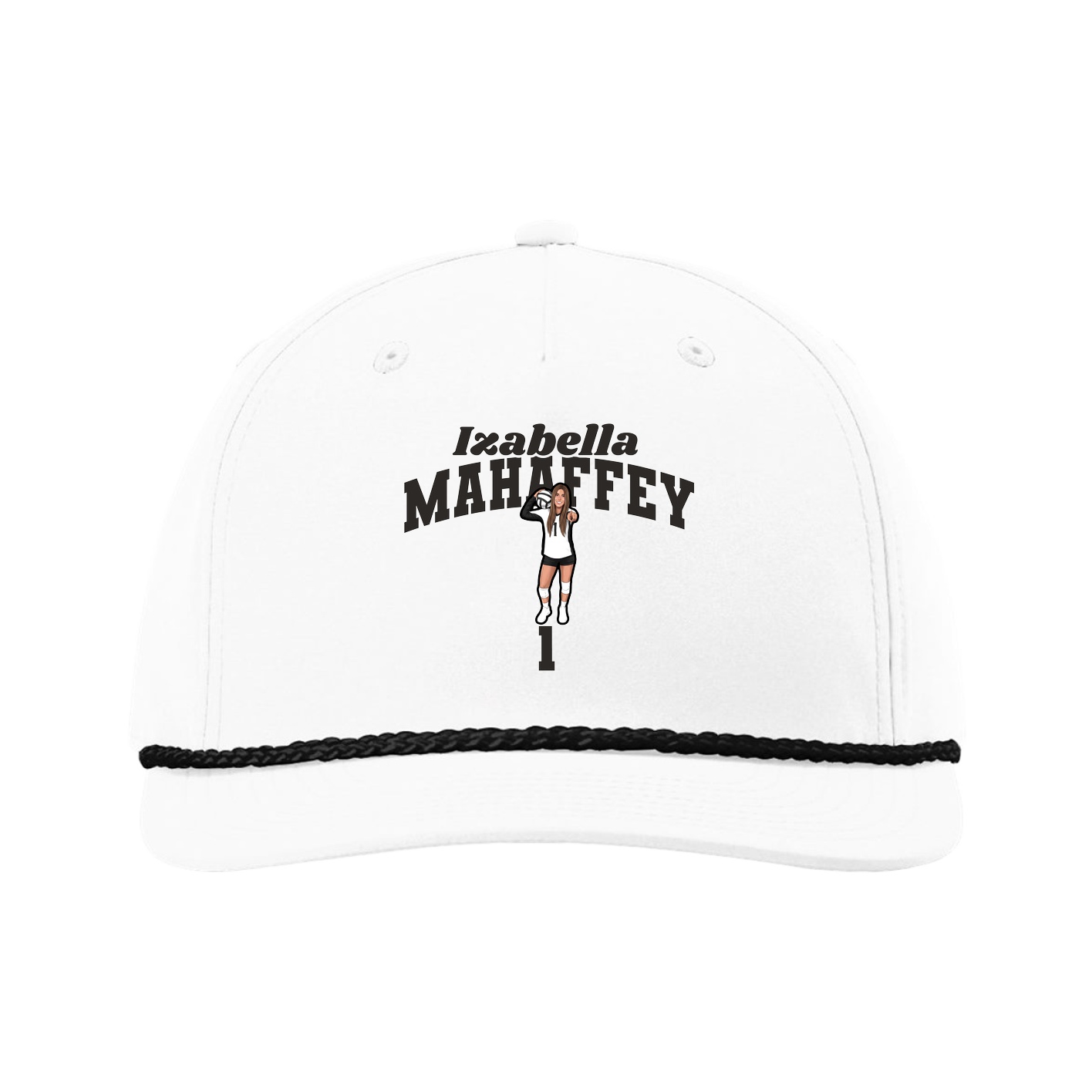 Five-Panel Classic Rope Cap — Signature Arch in White