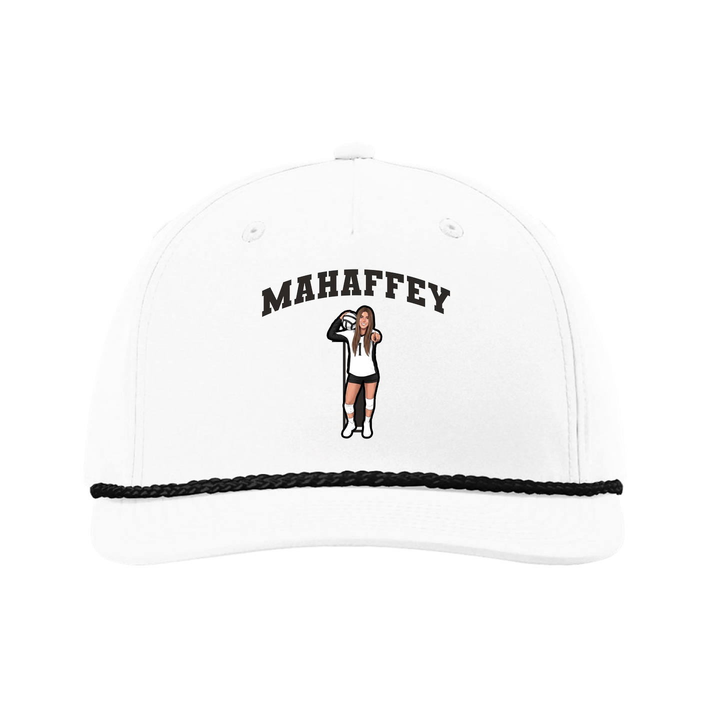 Five-Panel Classic Rope Cap — Number in White