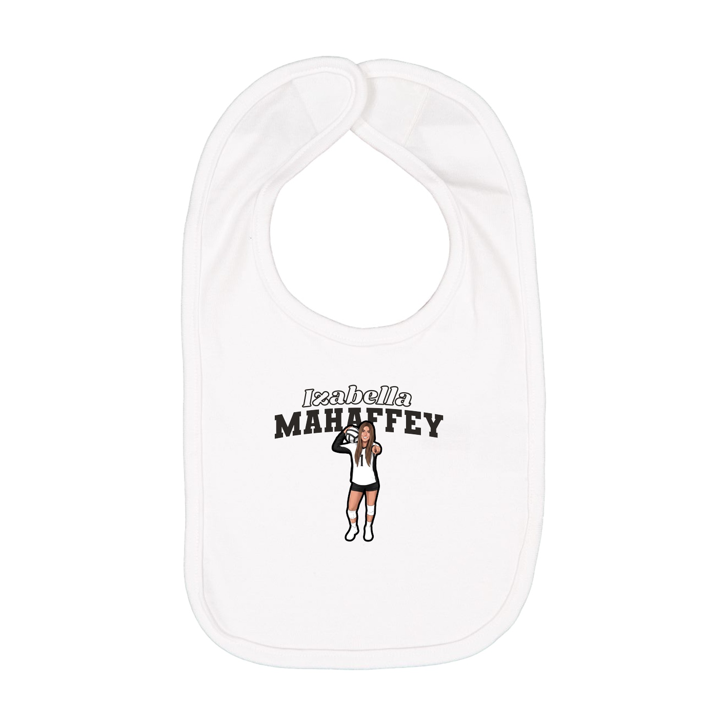 Infant Bib — Name Arch in White