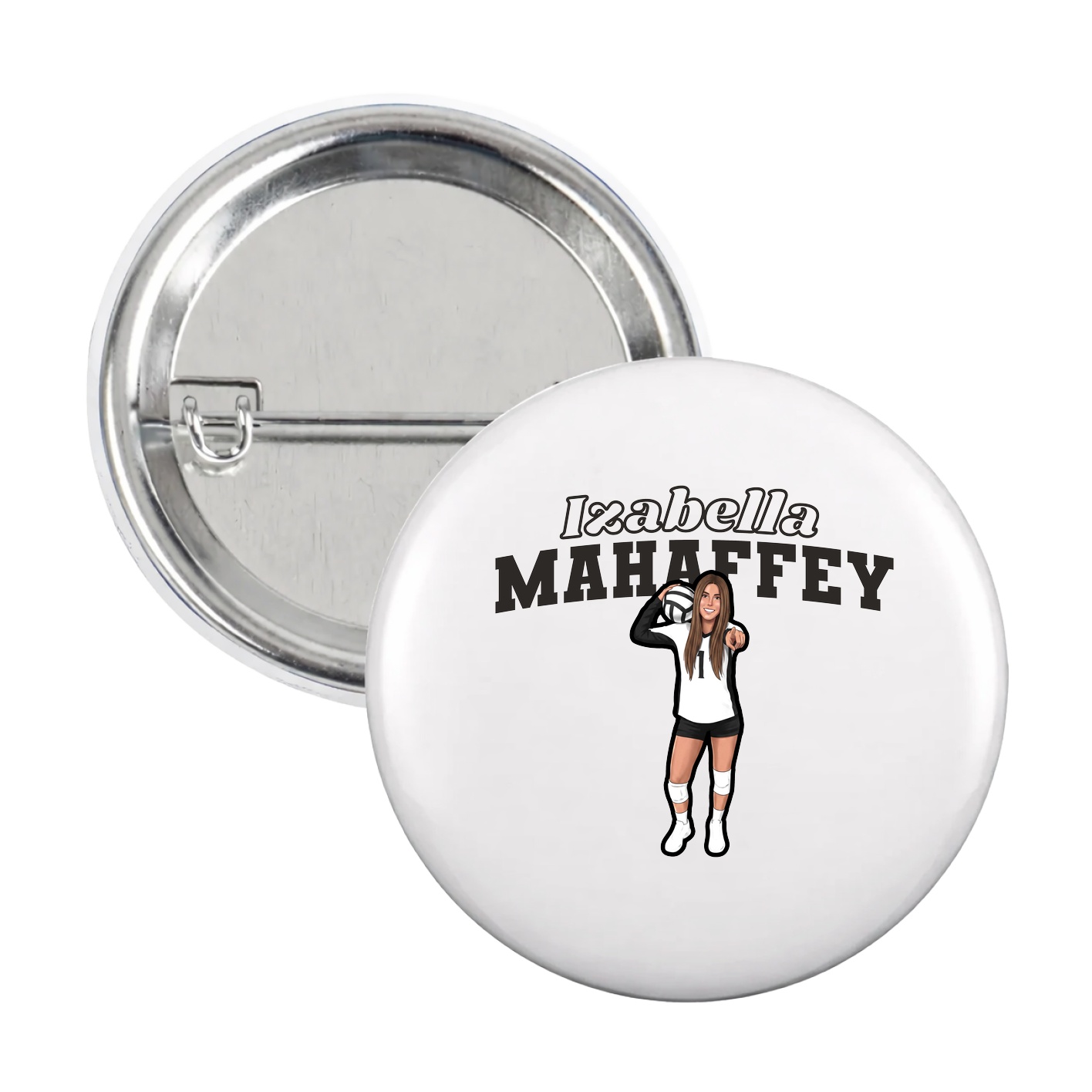 Game Day Button — Name Arch in White