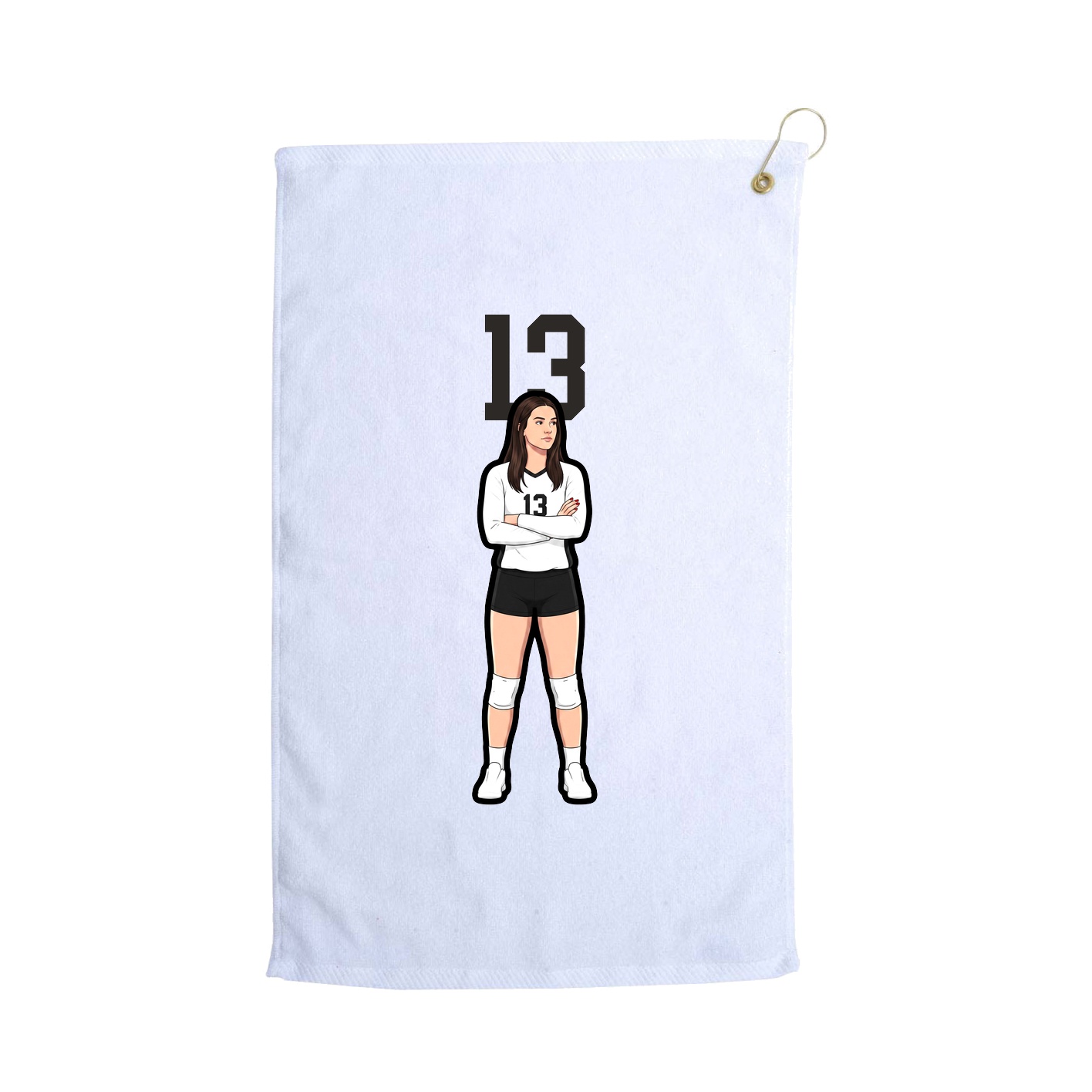 Golf Towel — Number Top in White