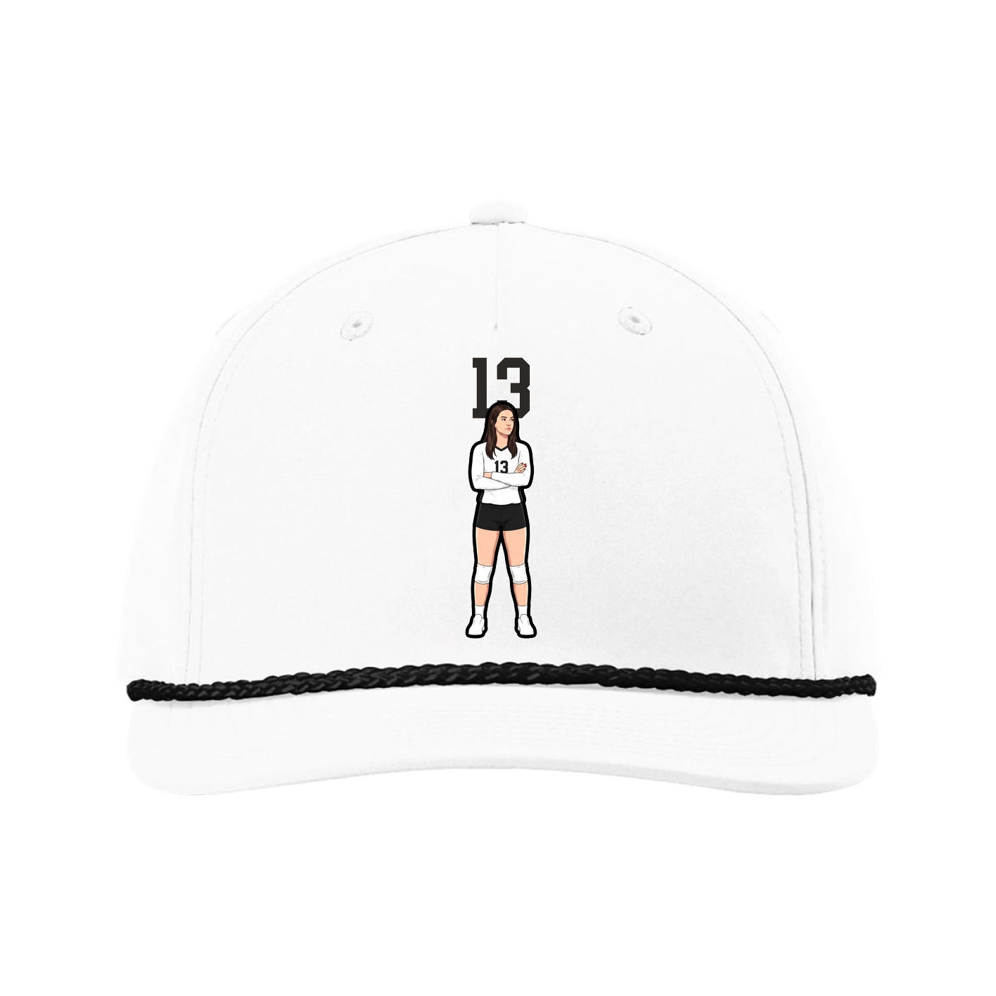 Five-Panel Classic Rope Cap — Number Top in White