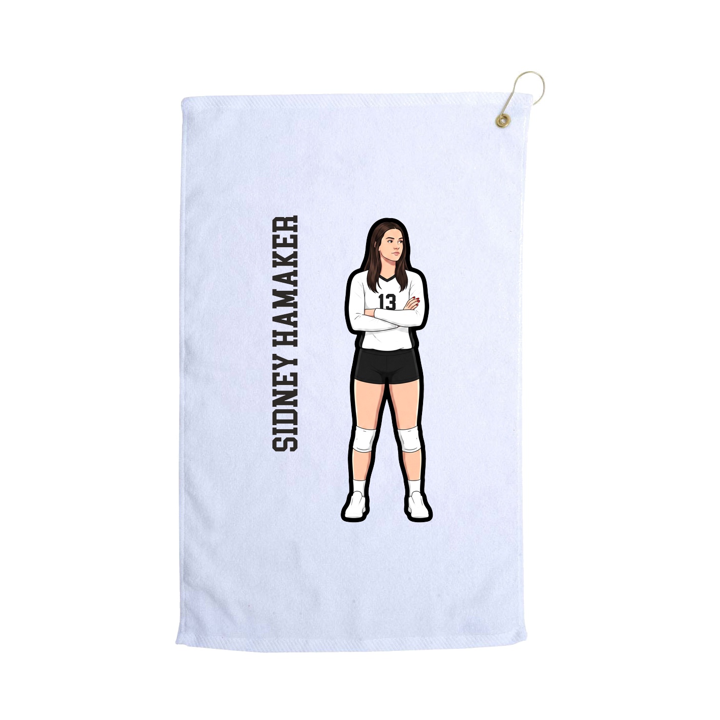 Golf Towel — Name Vertical in White