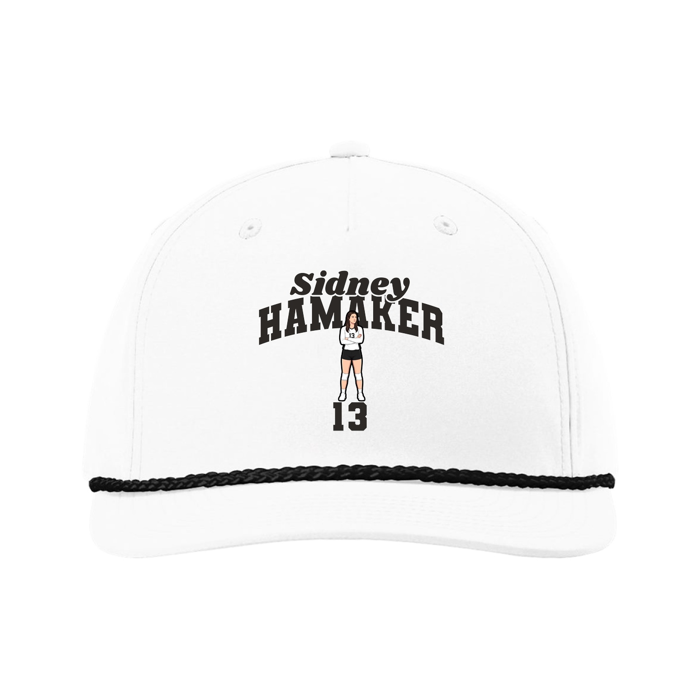 Five-Panel Classic Rope Cap — Signature Arch in White