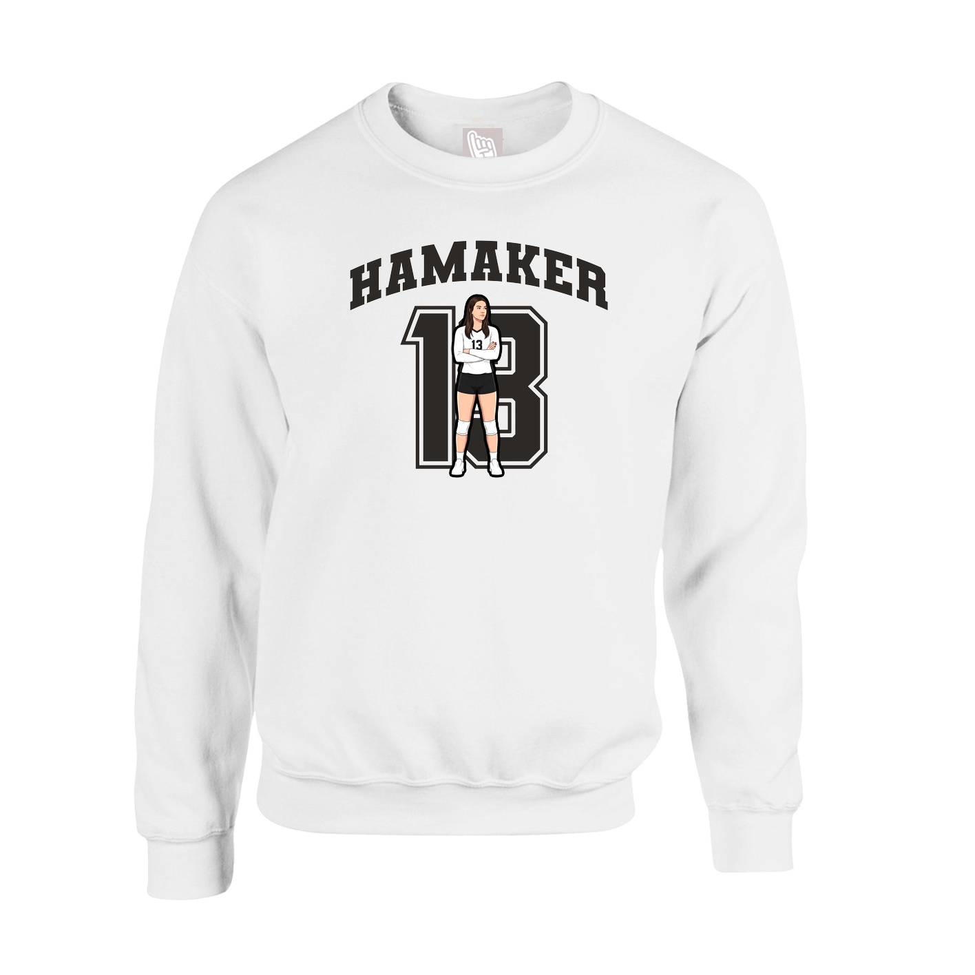 Fleece Crew — Number in White