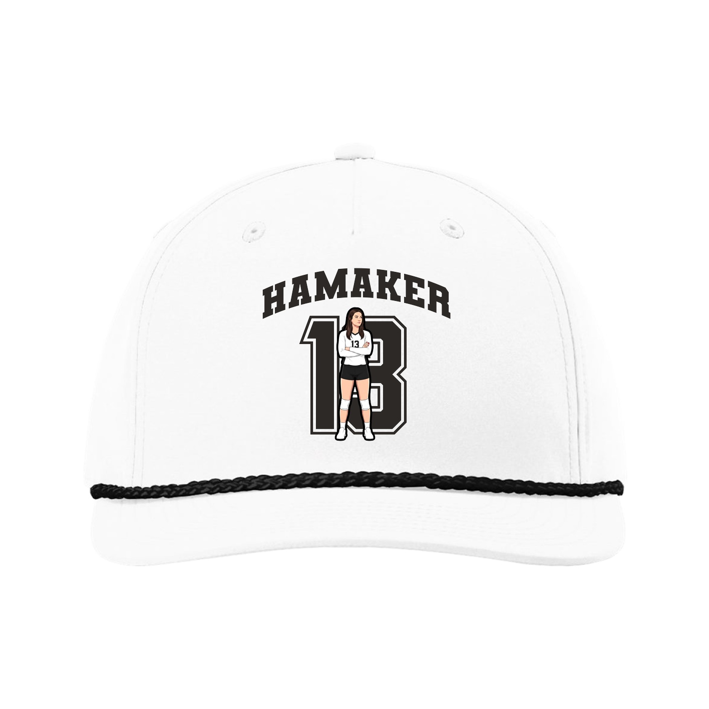 Five-Panel Classic Rope Cap — Number in White