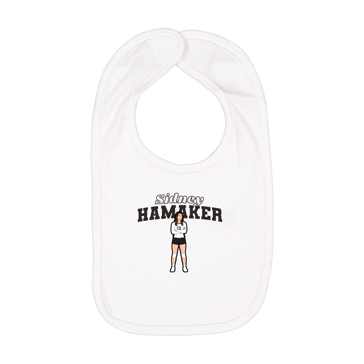 Infant Bib — Name Arch in White