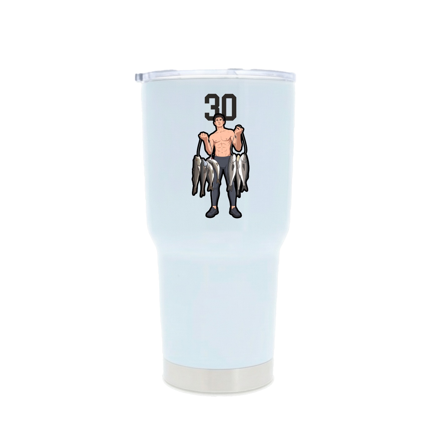 30oz Stainless Steel Tumbler — Number Top in White