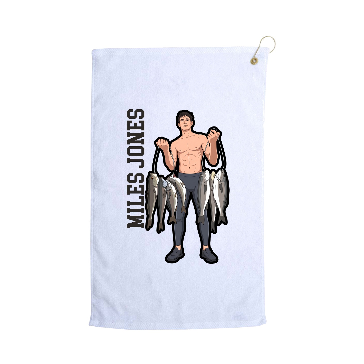 Golf Towel — Name Vertical in White
