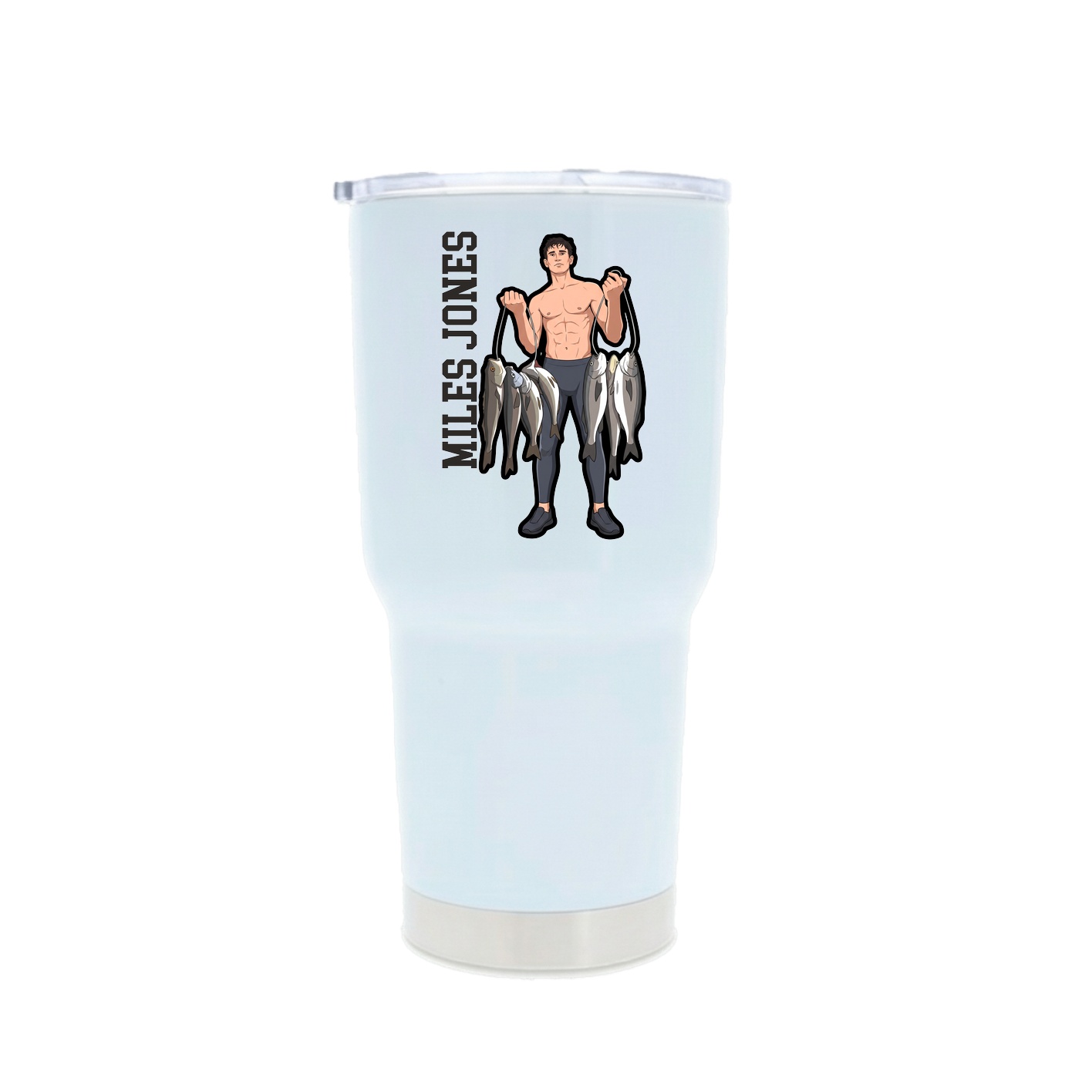30oz Stainless Steel Tumbler — Name Vertical in White