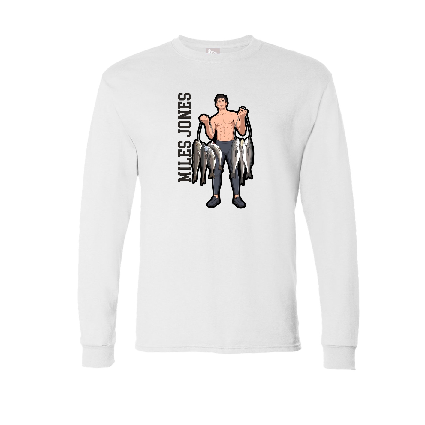 Long Sleeve Tee — Name Vertical in White