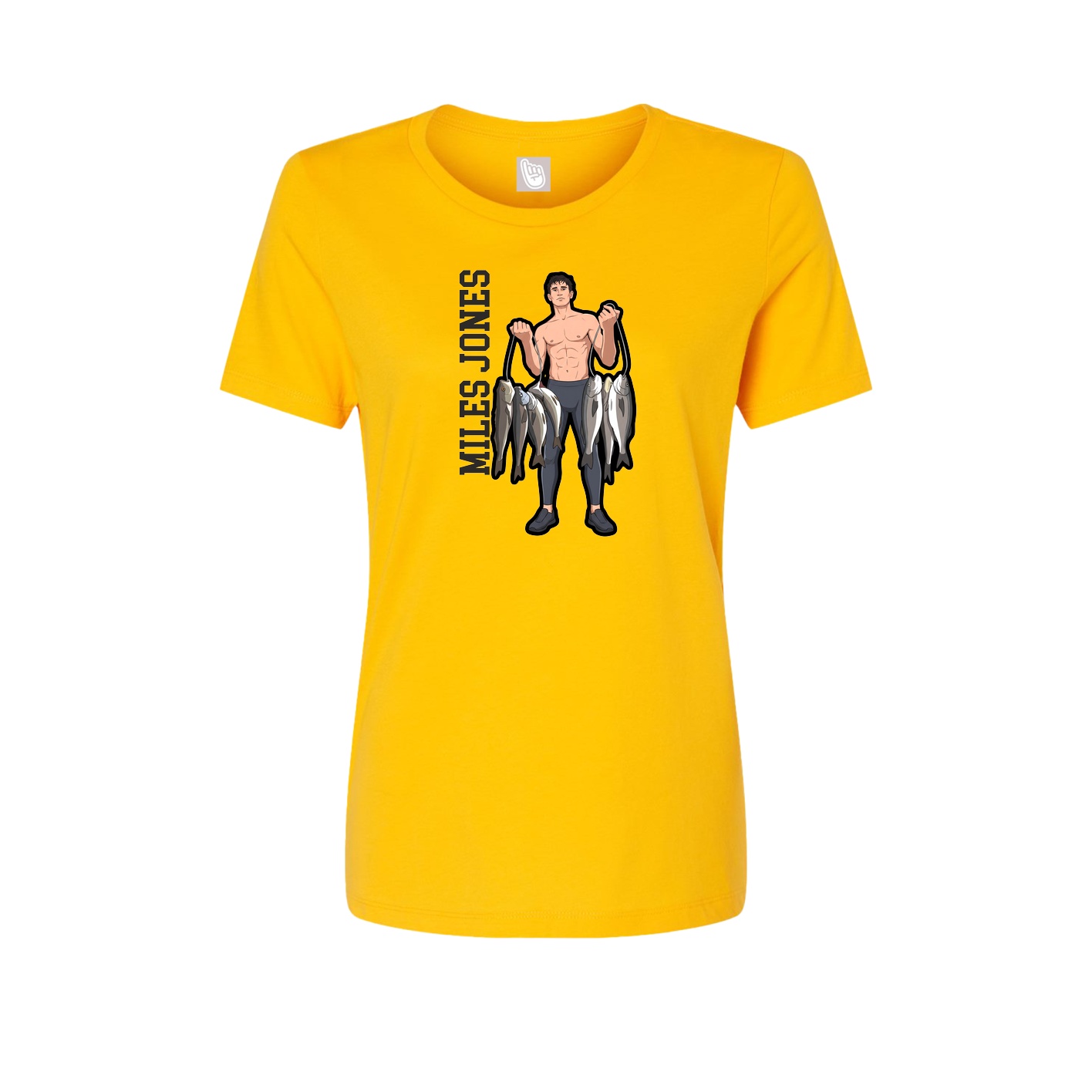 Fitted Women's Tee — Name Vertical in Gold