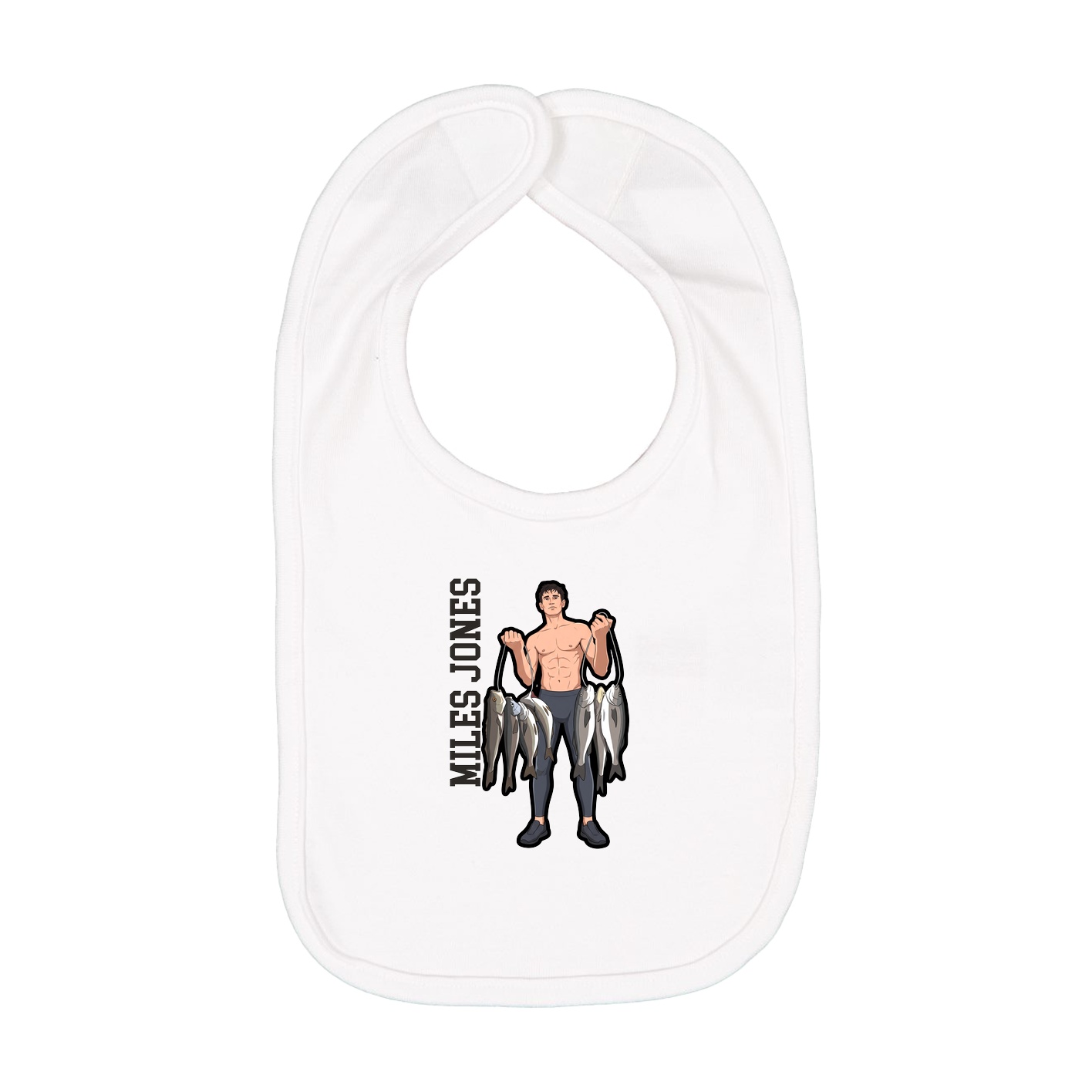 Infant Bib — Name Vertical in White